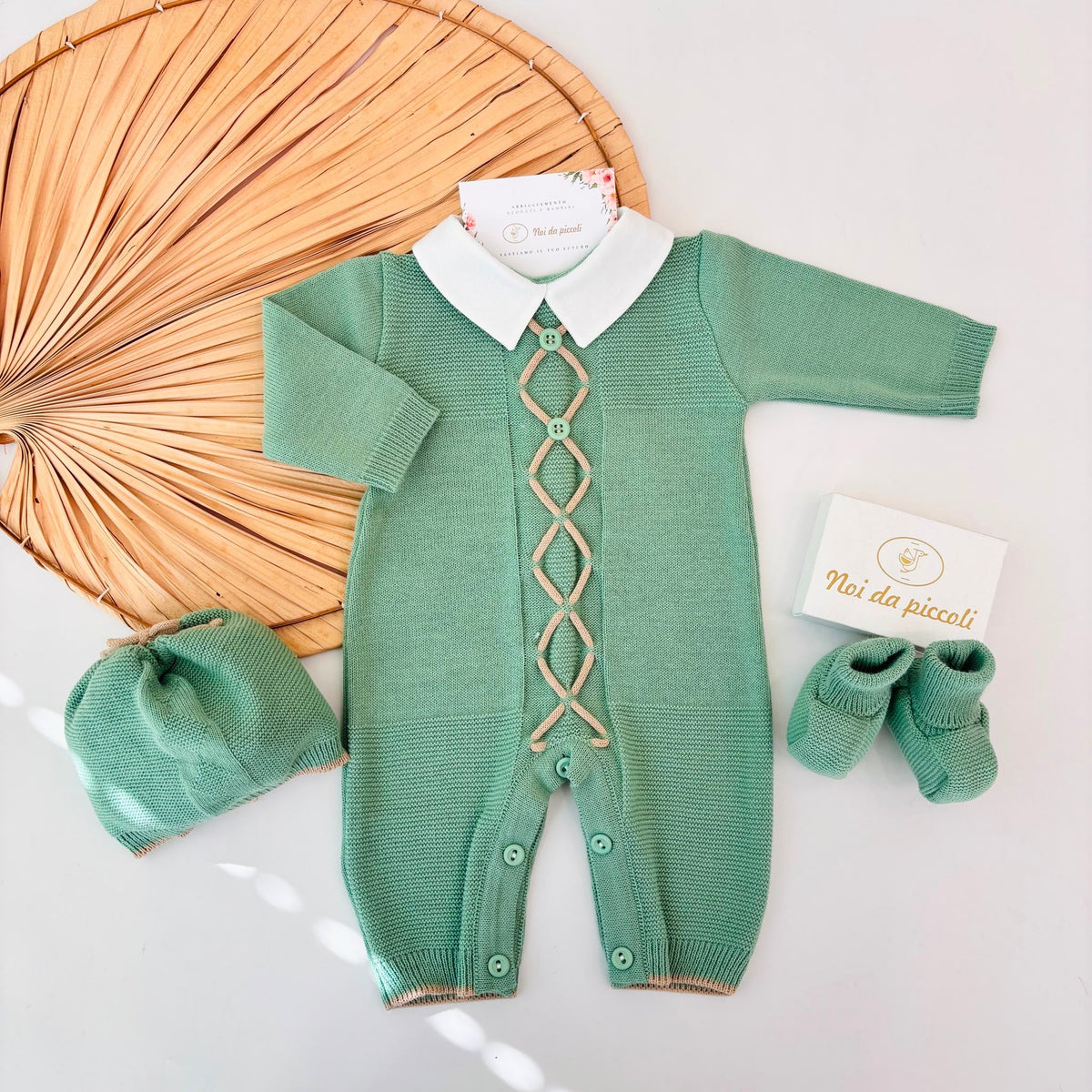 Green Warm Yarn One-Piece with Accessories PAPPA E LATTE