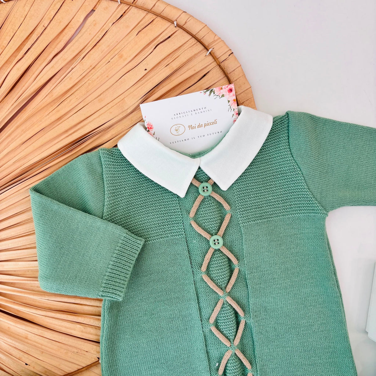 Green Warm Yarn One-Piece with Accessories PAPPA E LATTE - Noi da piccoli