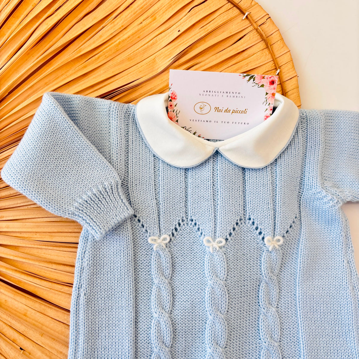 TUTINA CON PARURE in lana merino Hercules CIELO - Noi da piccoli