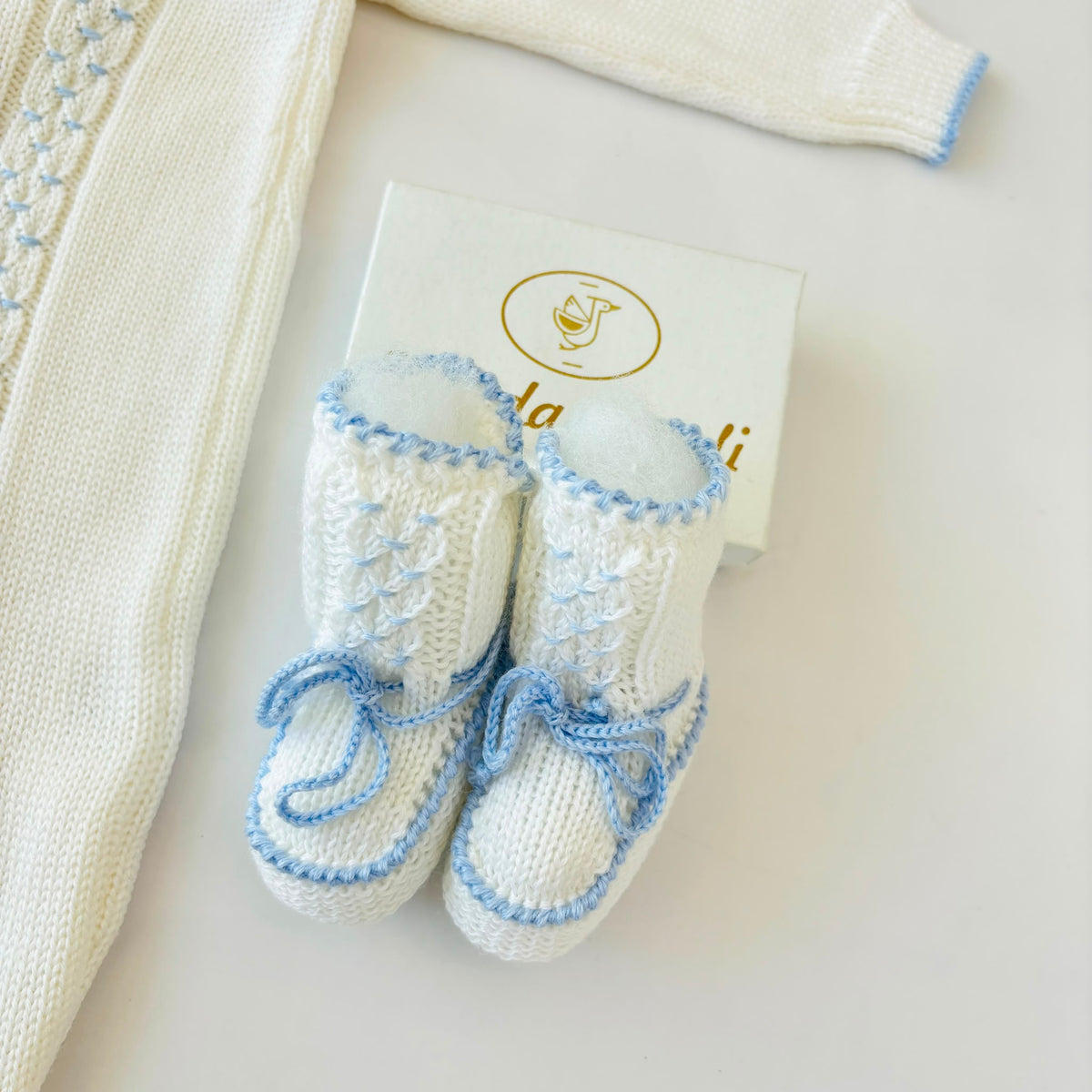 TUTINA CON PARURE in lana merino Linos PANNA - Noi da piccoli