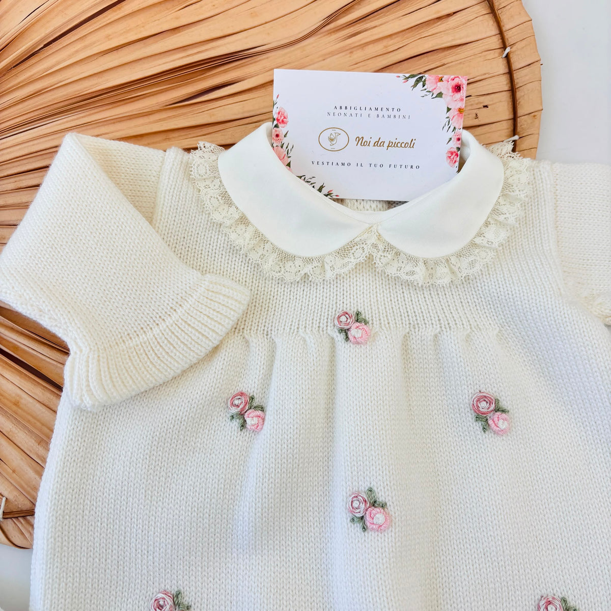 TUTINA CON PARURE in lana merino rapunzel PANNA - Noi da piccoli