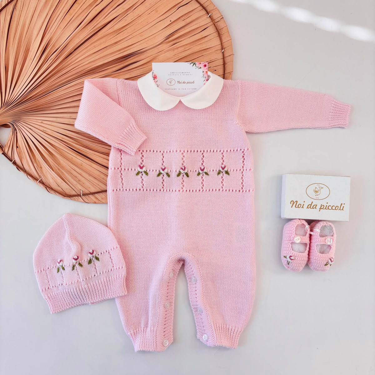TUTINA CON PARURE in lana merino Rosie ROSA - Noi da piccoli