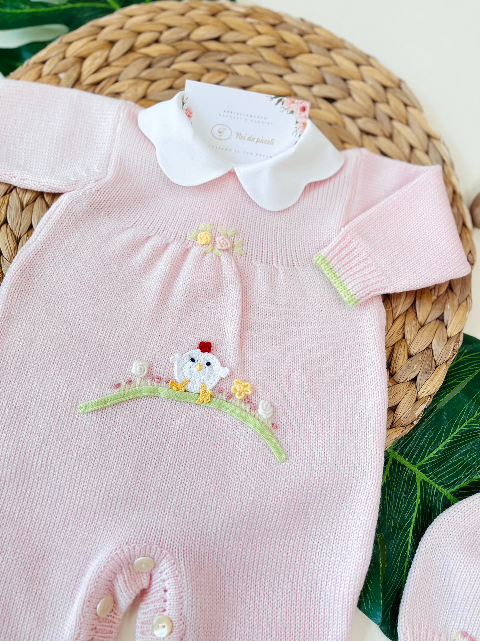 TUTINA CON PARURE ISOTTA 100% LANA MERINO ROSA - Noi da piccoli