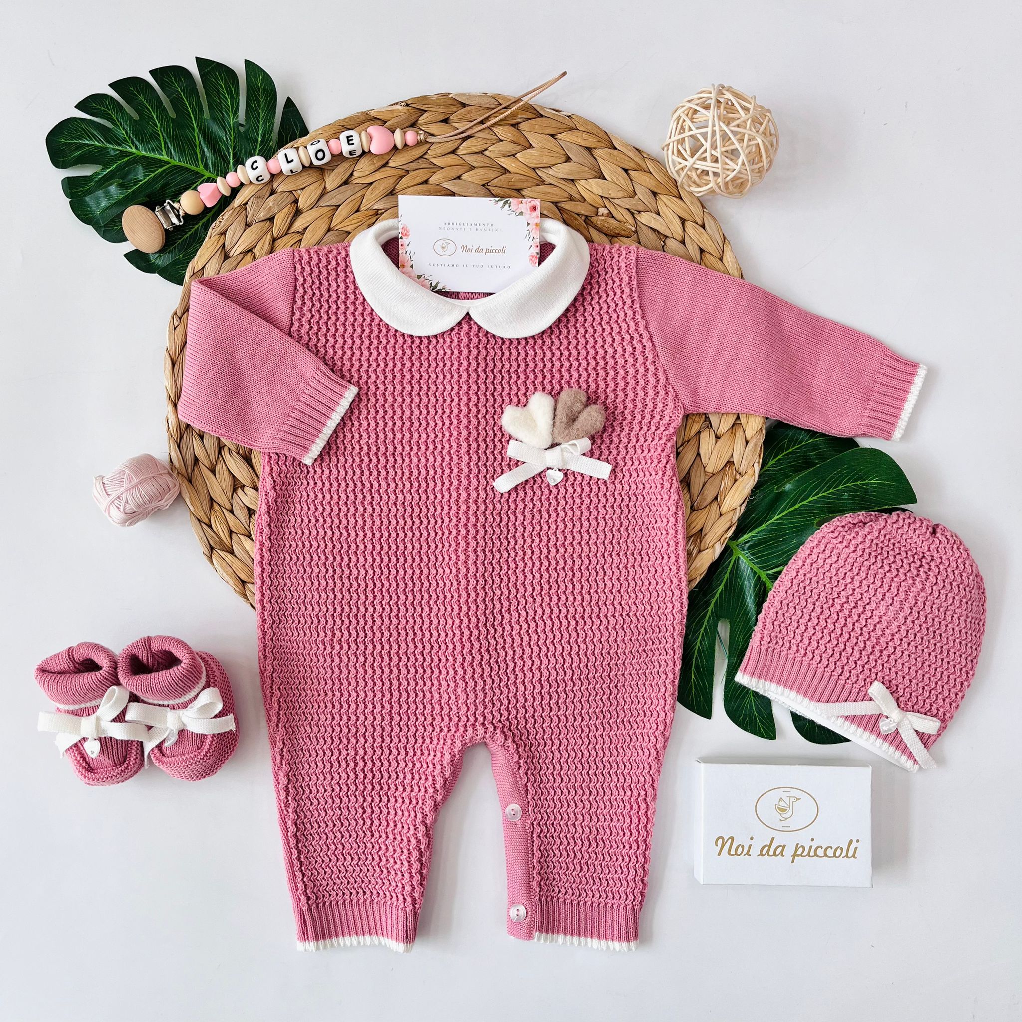 TUTINA CON PARURE KNIT FILATO CALDO MALVA - Noi da piccoli