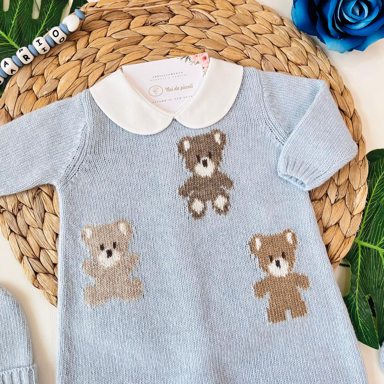 TUTINA CON PARURE LANA MERINO CIELO - Noi da piccoli