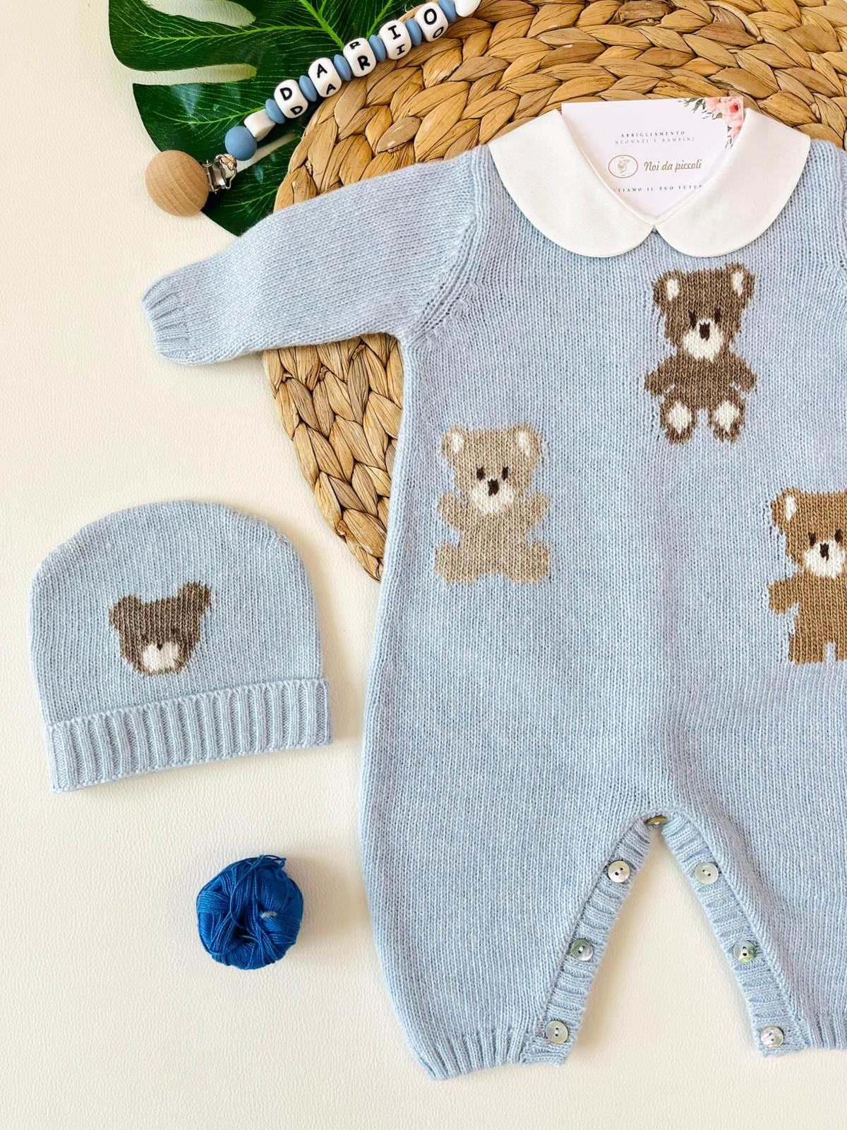 TUTINA CON PARURE LANA MERINO CIELO - Noi da piccoli