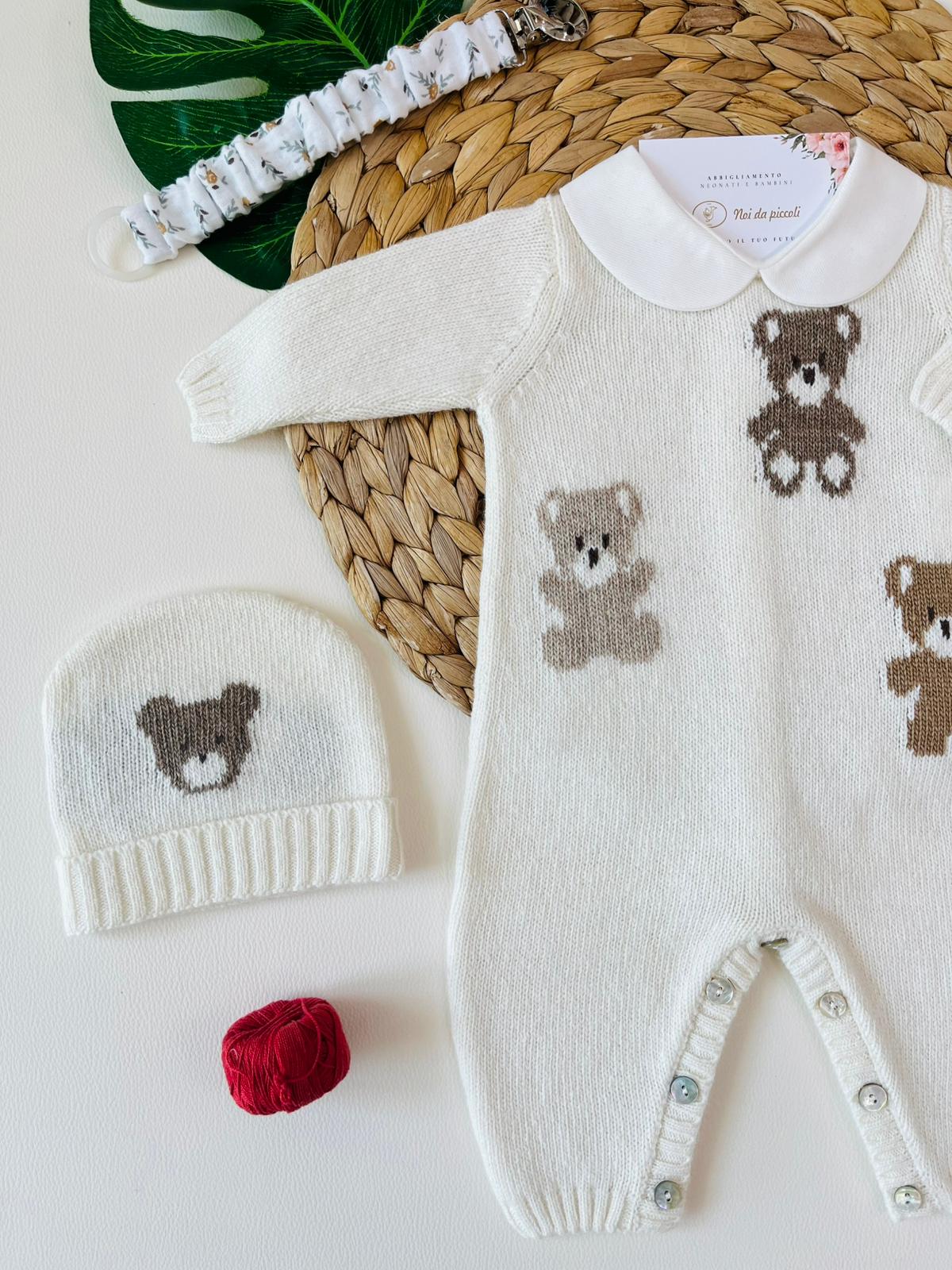 TUTINA CON PARURE LANA MERINO PANNA - Noi da piccoli