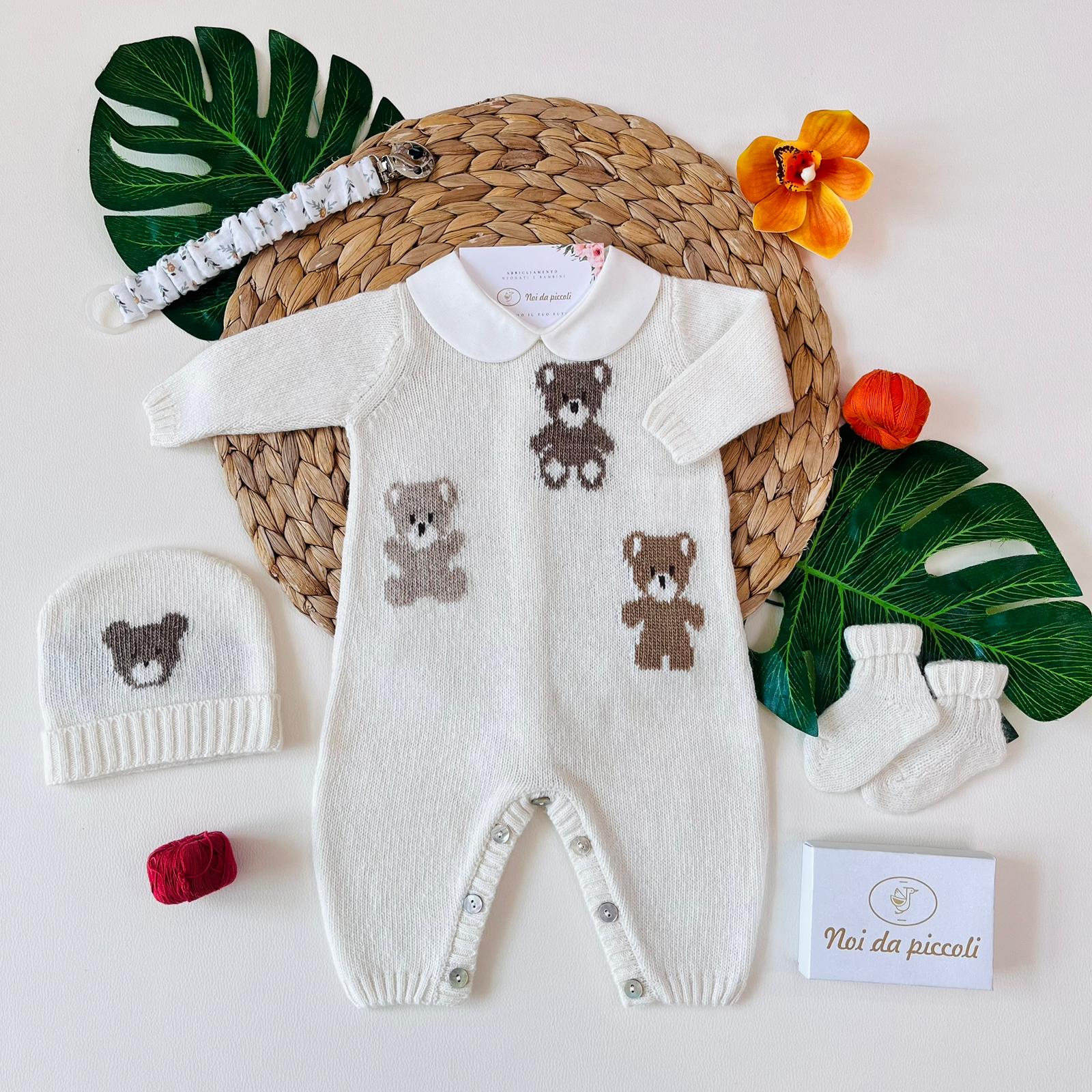 TUTINA CON PARURE LANA MERINO PANNA - Noi da piccoli