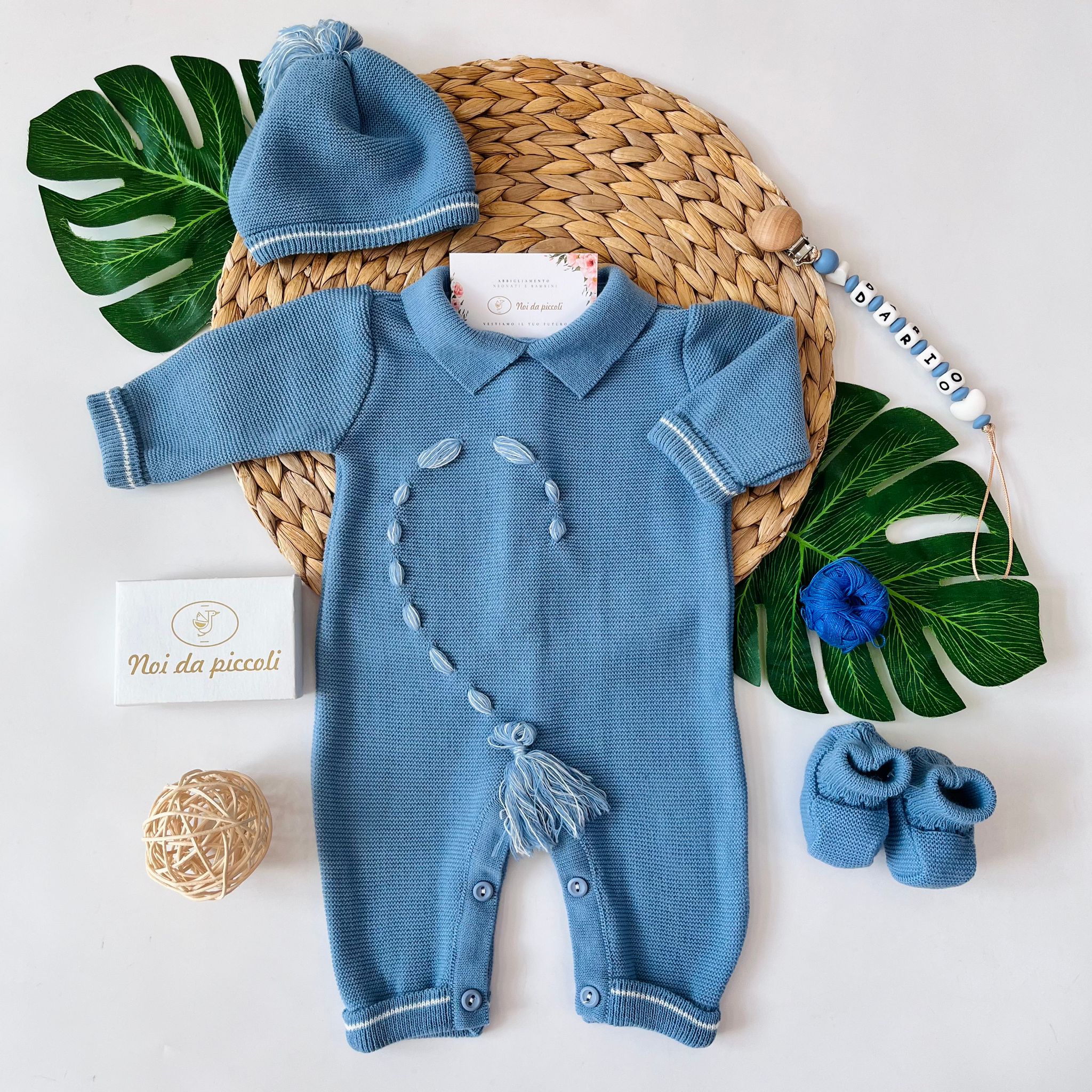 TUTINA CON PARURE LEGAME MATERNITY AVION SCURO FILATO CALDO - Noi da piccoli