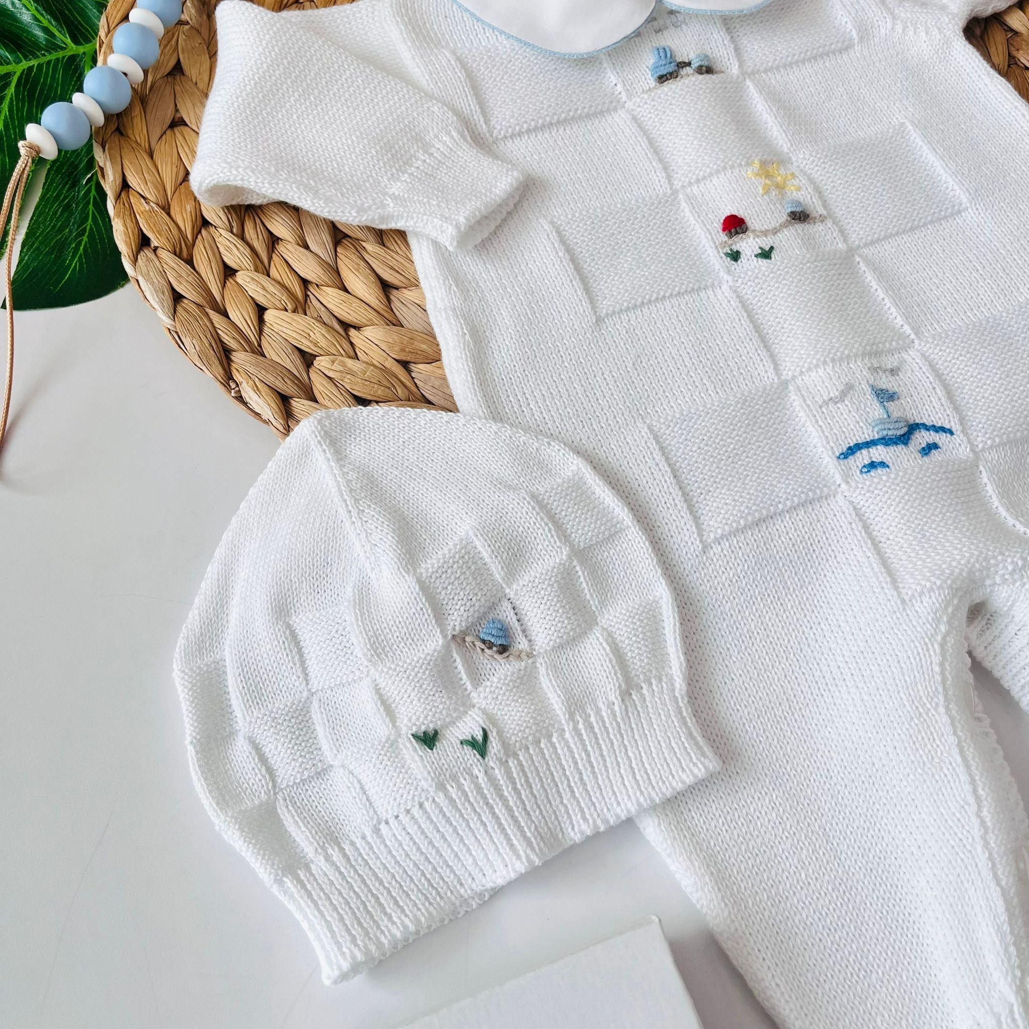 TUTINA CON PARURE MARIO 100% FILO DI COTONE BIANCO - Noi da piccoli