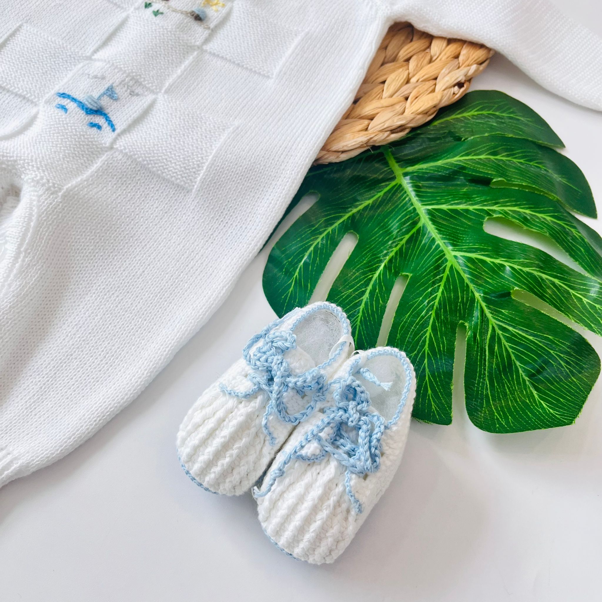 TUTINA CON PARURE MARIO 100% FILO DI COTONE BIANCO - Noi da piccoli