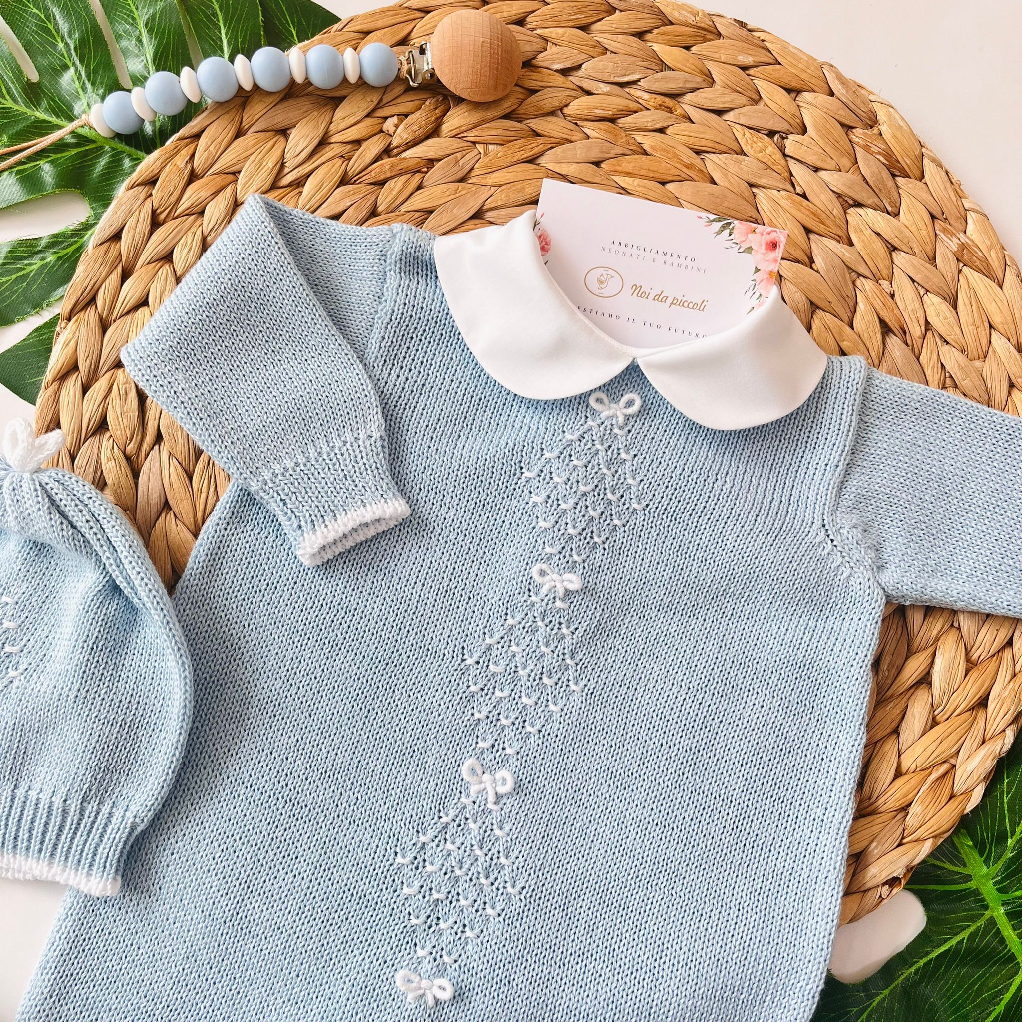 TUTINA CON PARURE PIO 100% FILO DI COTONE CIELO - Noi da piccoli