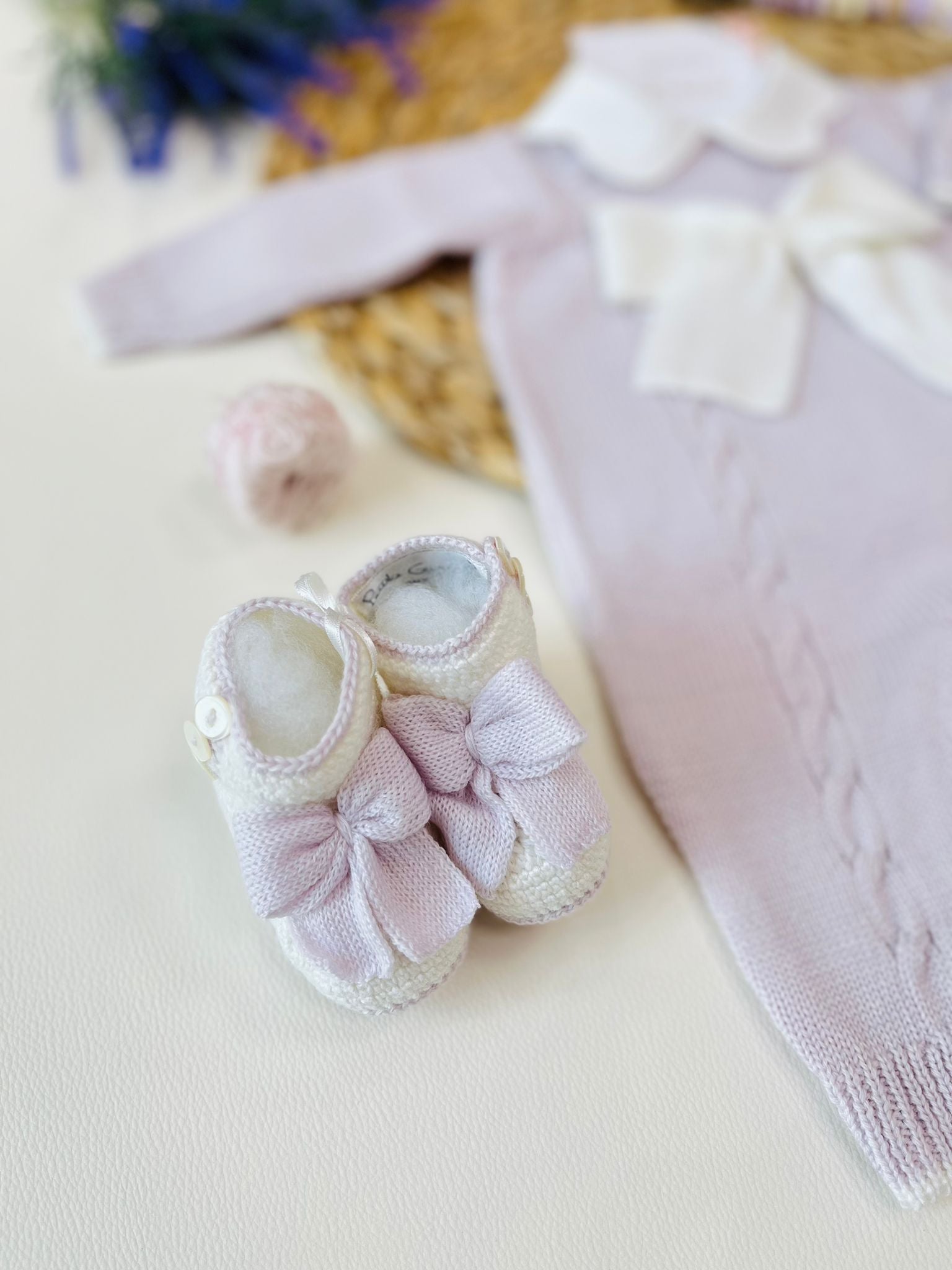 TUTINA CON PARURE REGINA 100% LANA MERINO LILLA - Noi da piccoli