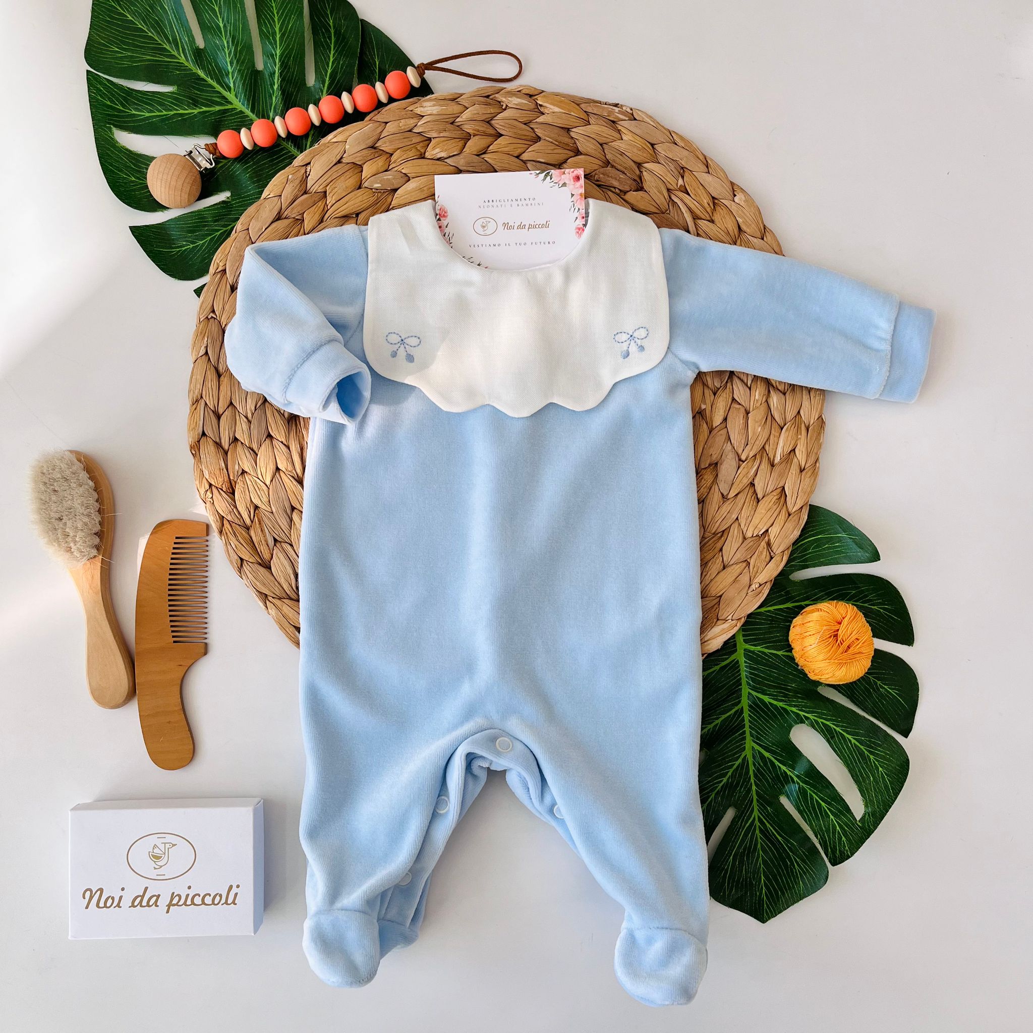 TUTINA CON PATTEN FIOCCHETTO CINIGLIA CIELO - Noi da piccoli