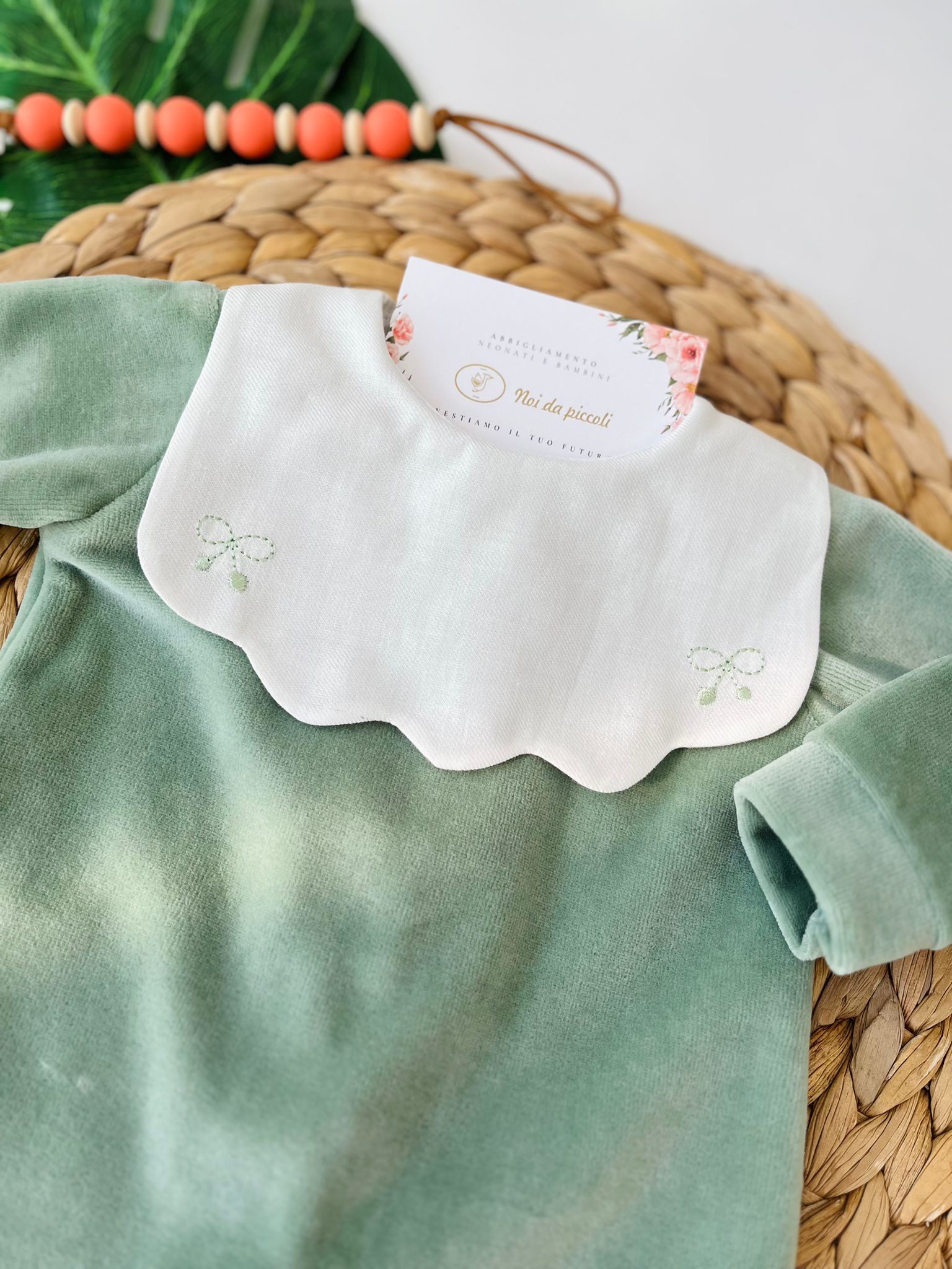 TUTINA CON PATTEN FIOCCHETTO CINIGLIA SALVIA - Noi da piccoli