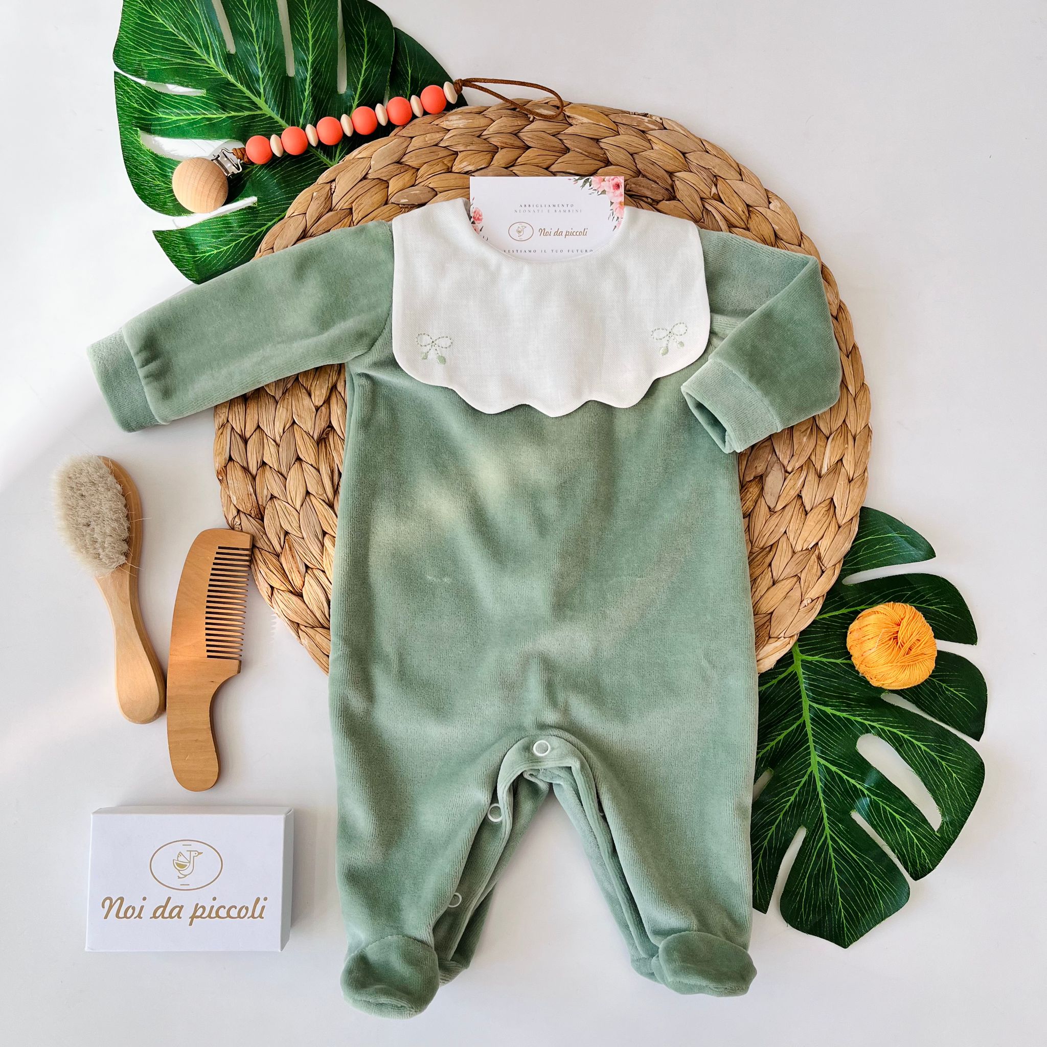 TUTINA CON PATTEN FIOCCHETTO CINIGLIA SALVIA - Noi da piccoli