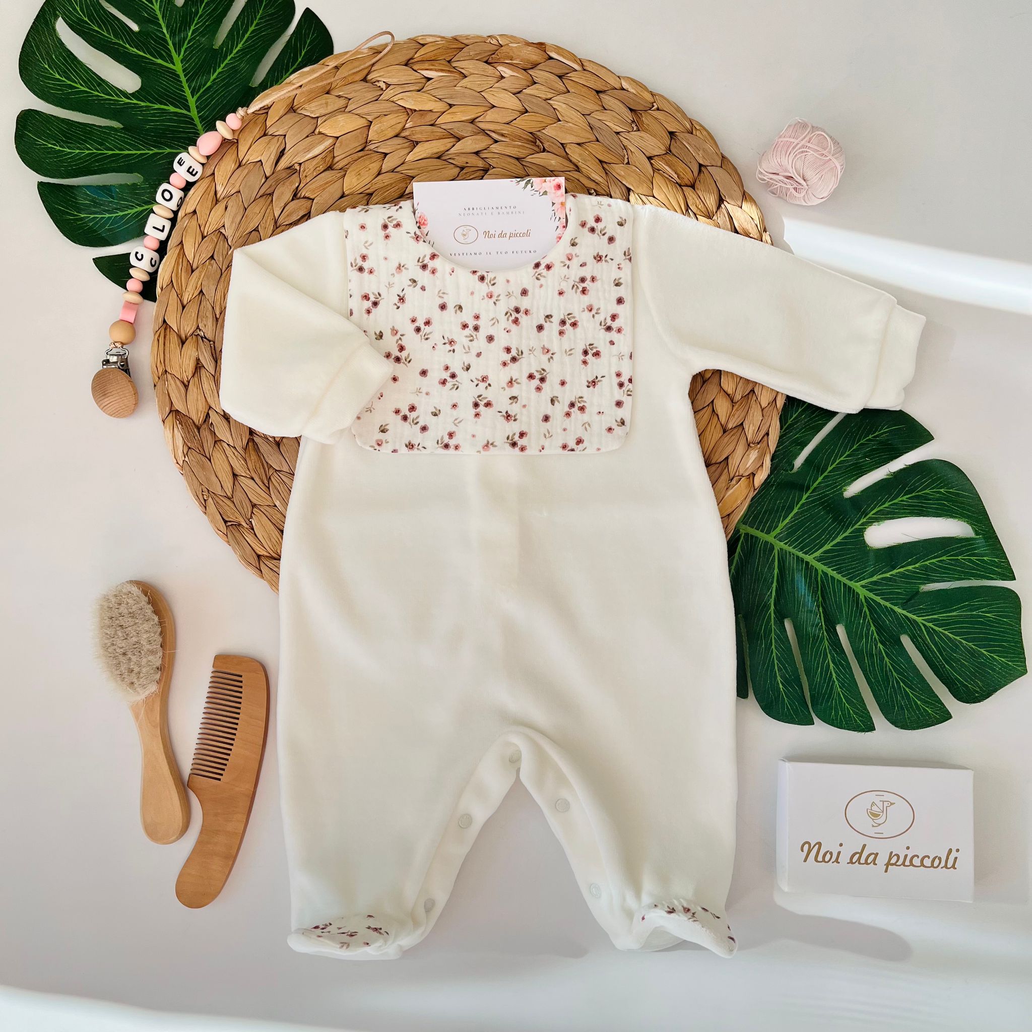TUTINA CON PATTEN FIORI CINIGLIA PANNA - Noi da piccoli