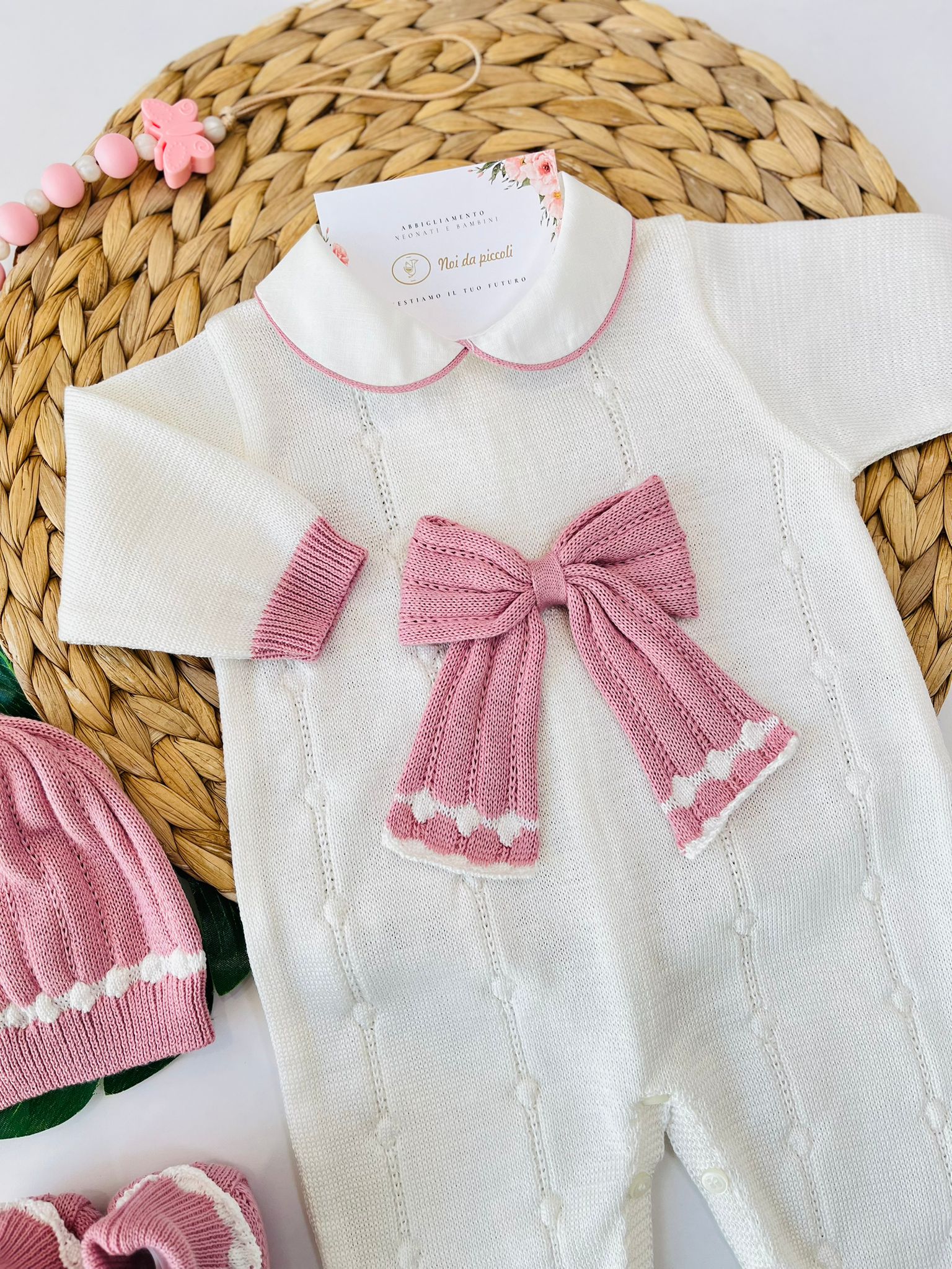 TUTINA CON SET PARURE 100% FILO DI COTONE VANIGLIA MELOGRANO - Noi da piccoli