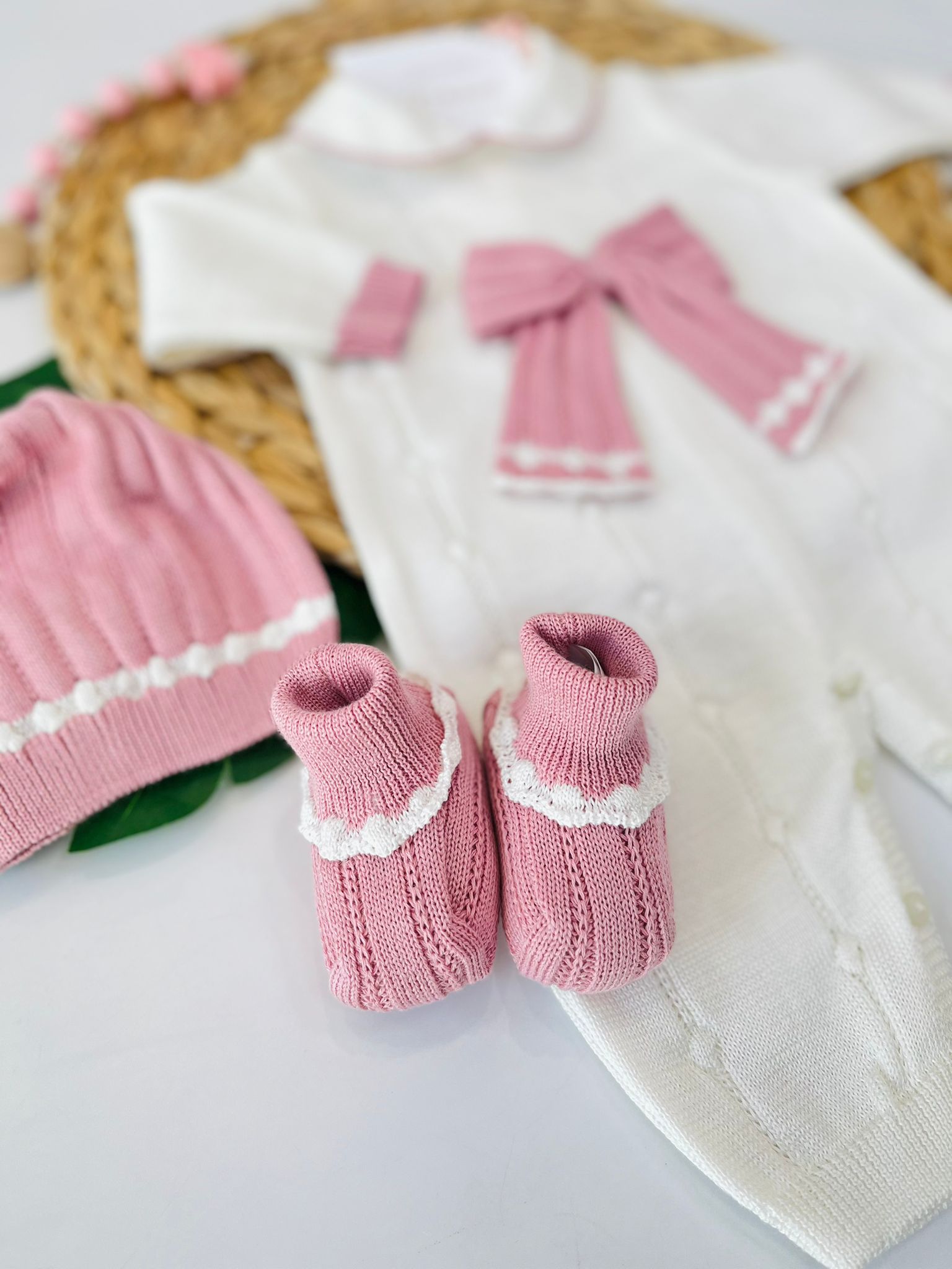 TUTINA CON SET PARURE 100% FILO DI COTONE VANIGLIA MELOGRANO - Noi da piccoli