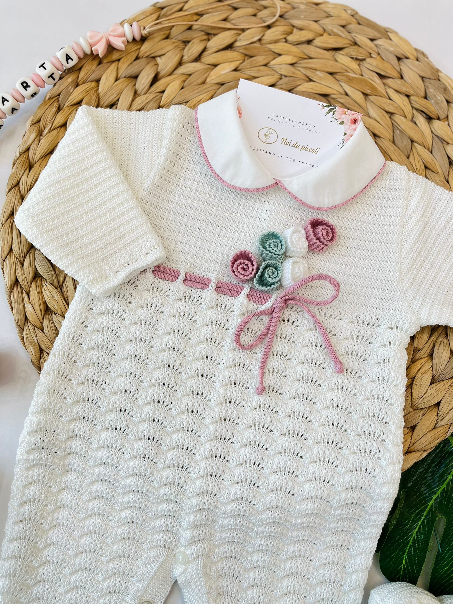 TUTINA CON SET PARURE 100% FILO DI COTONE VANIGLIA MULTICOLOR - Noi da piccoli