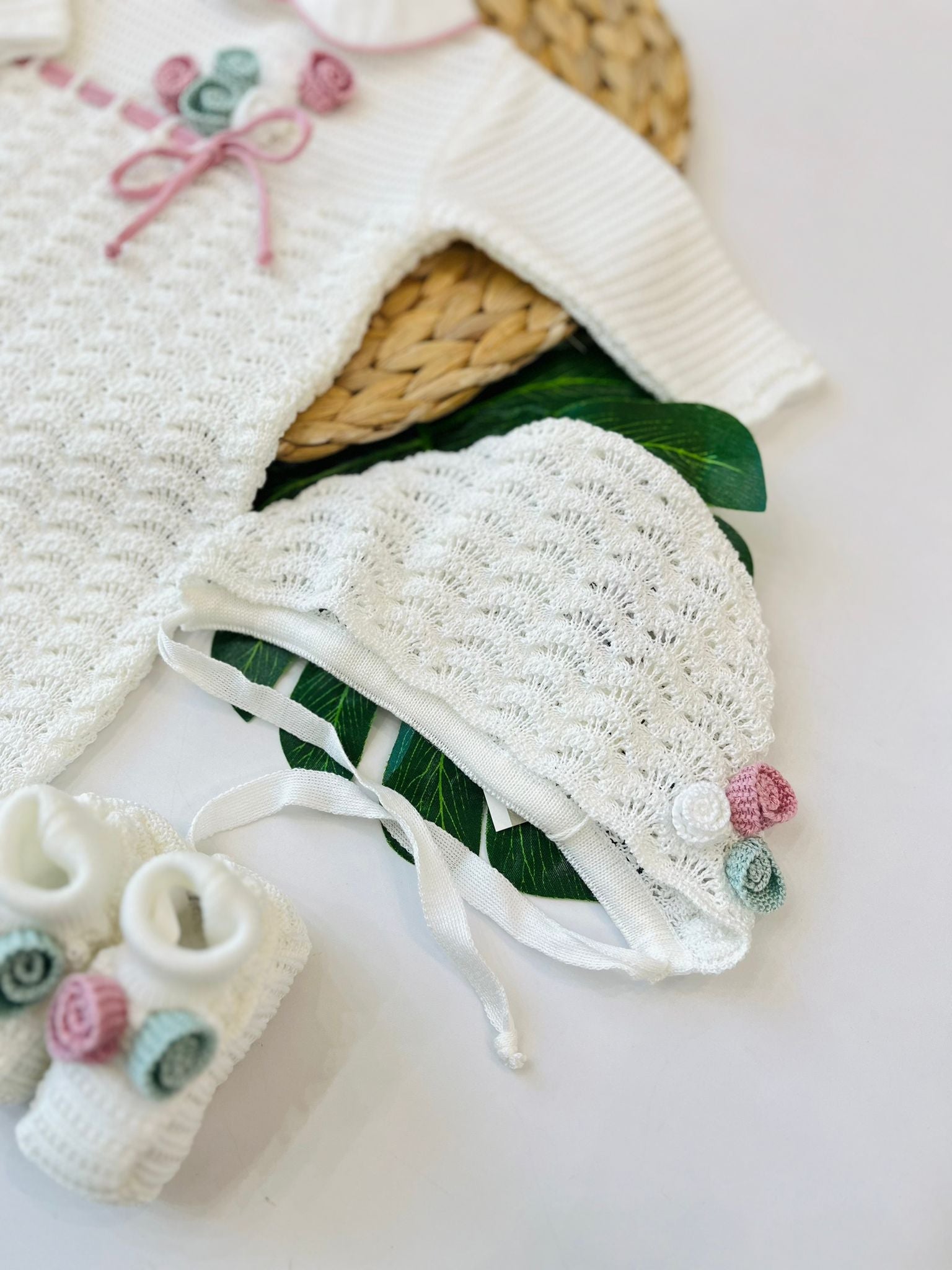 TUTINA CON SET PARURE 100% FILO DI COTONE VANIGLIA MULTICOLOR - Noi da piccoli