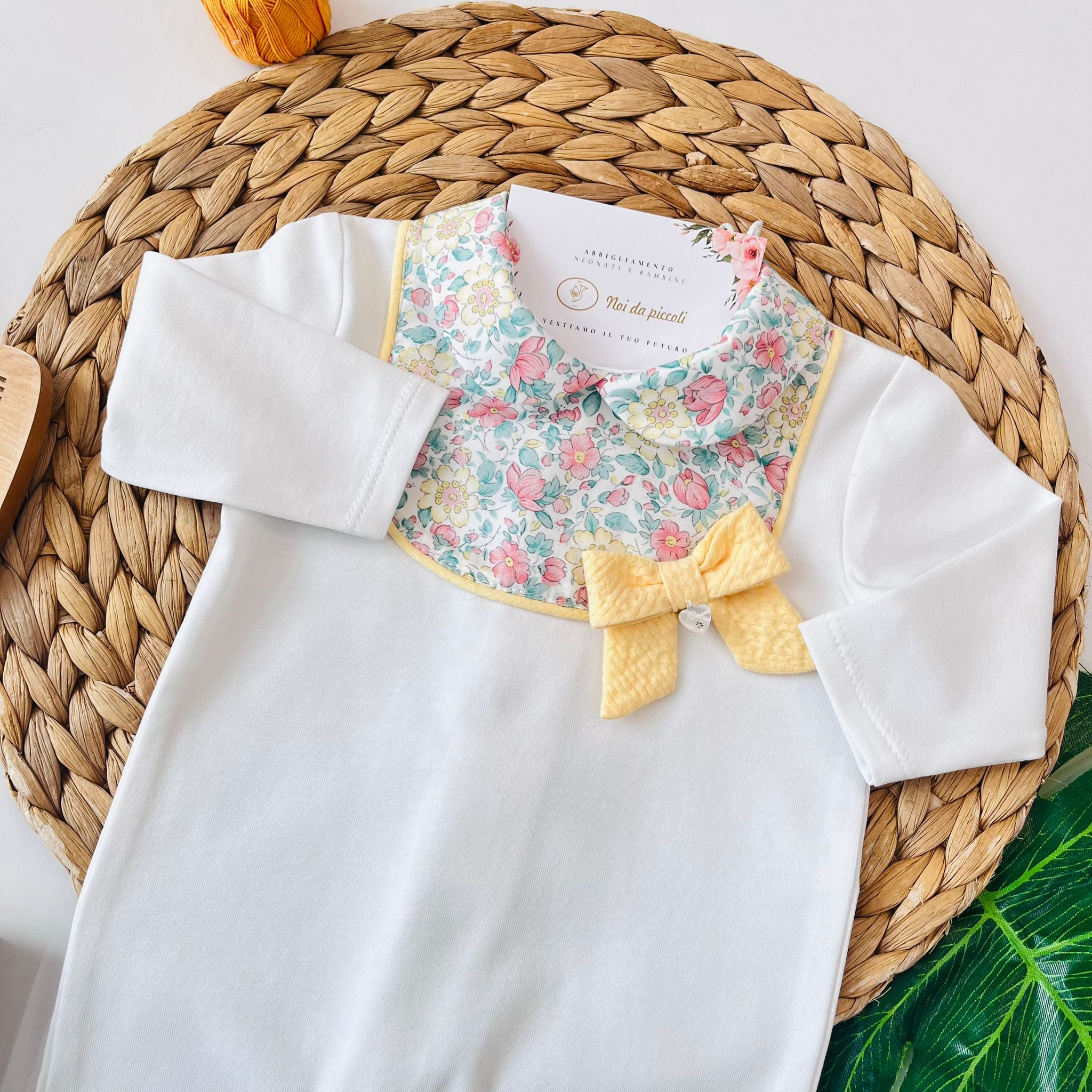 TUTINA COTONE FRESCO BIANCO PATTEN FIORI - Noi da piccoli