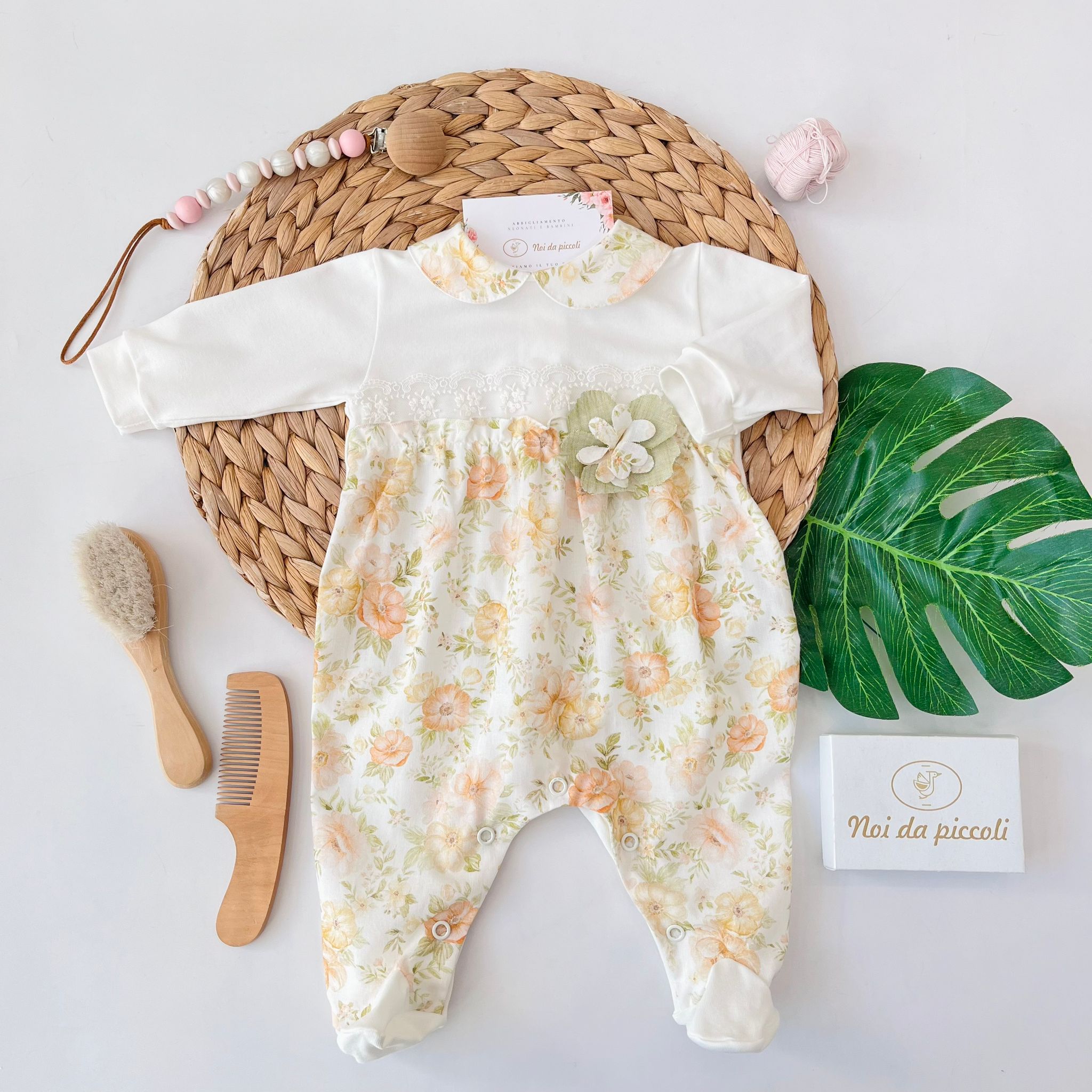 TUTINA FIORI 100 % COTONE BIANCO - Noi da piccoli