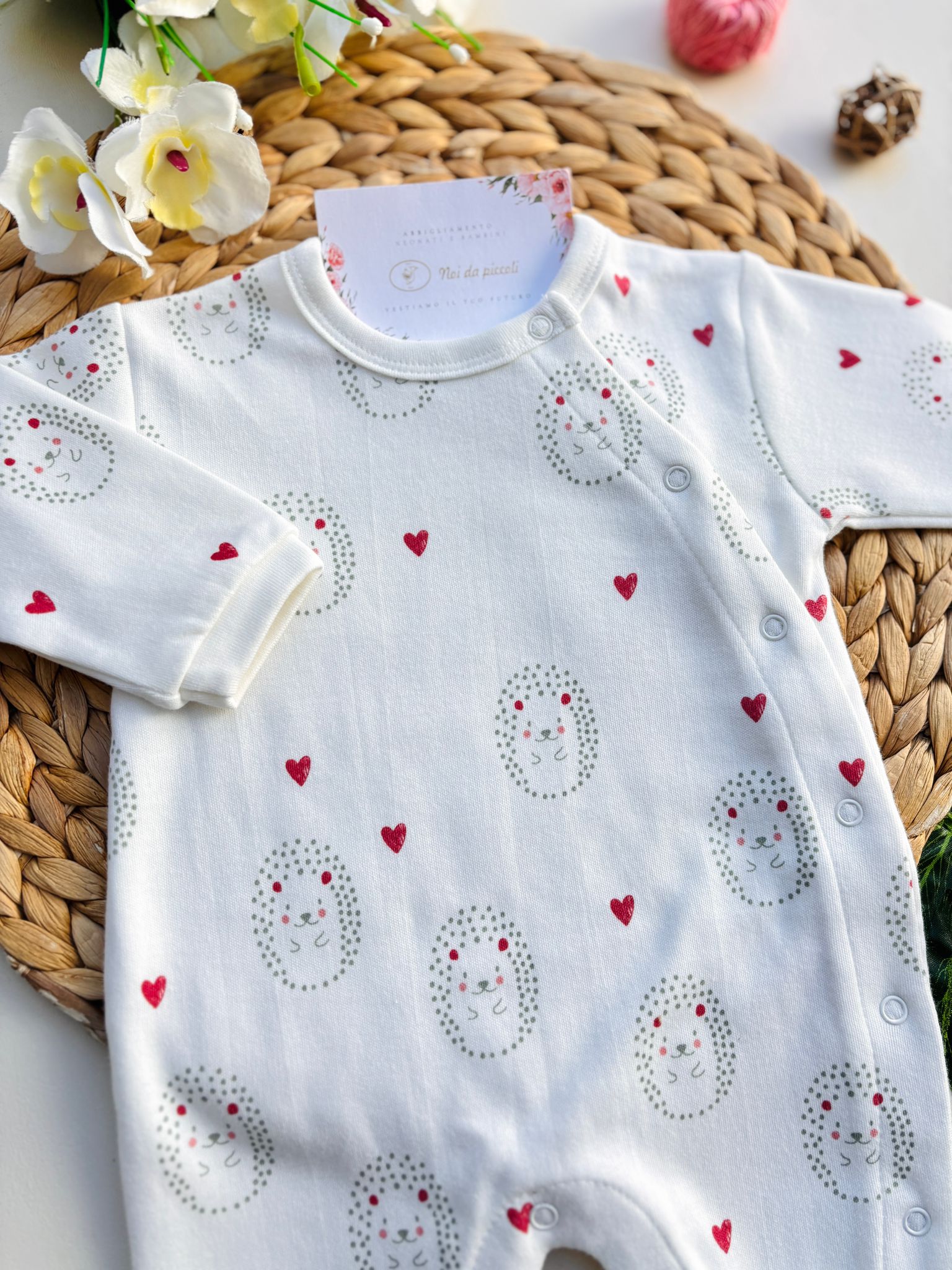 TUTINA IN CAALDO COTONE ANTIPANICO CON CUORICINI BIANCO - Noi da piccoli