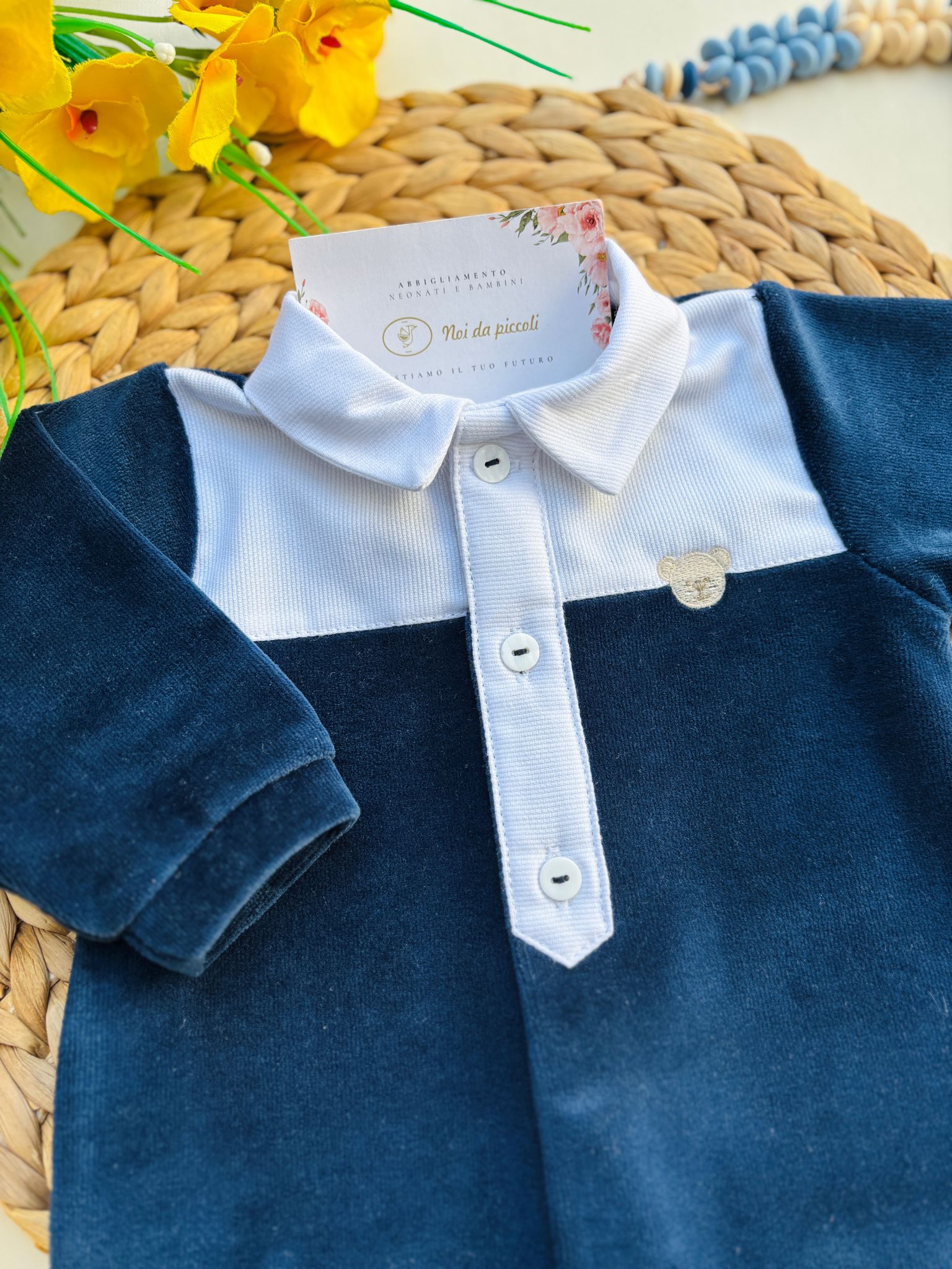 TUTINA IN CINIGLIA ANTIPANICO CON BOTTONCINI BLU NOTTE - Noi da piccoli