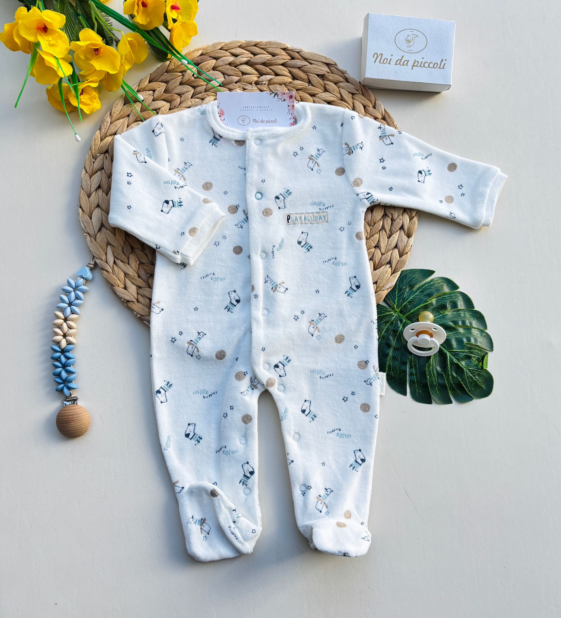 TUTINA IN CINIGLIA ANTIPANICO CON DISEGNINI PANNA CIELO - Noi da piccoli