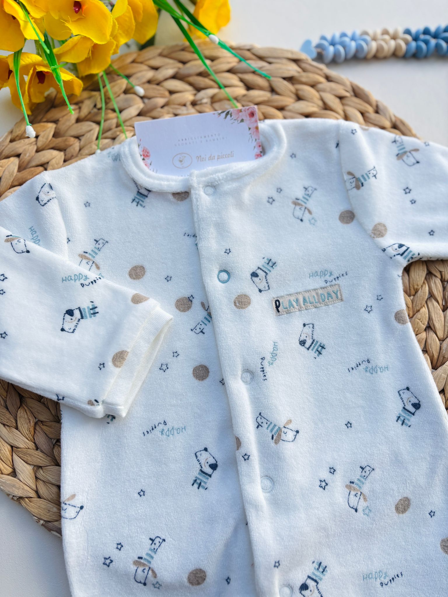TUTINA IN CINIGLIA ANTIPANICO CON DISEGNINI PANNA CIELO - Noi da piccoli