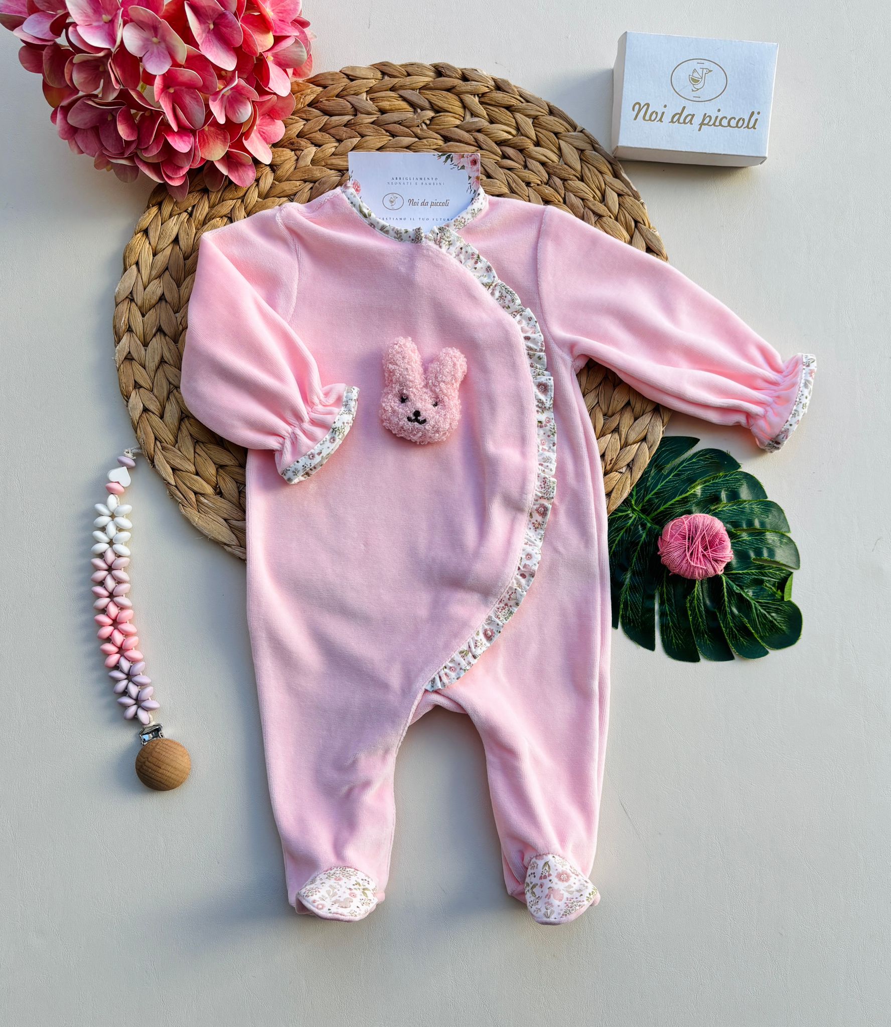 TUTINA IN CINIGLIA ANTIPANICO CON FIORELLINI E ORSETTO ROSA - Noi da piccoli