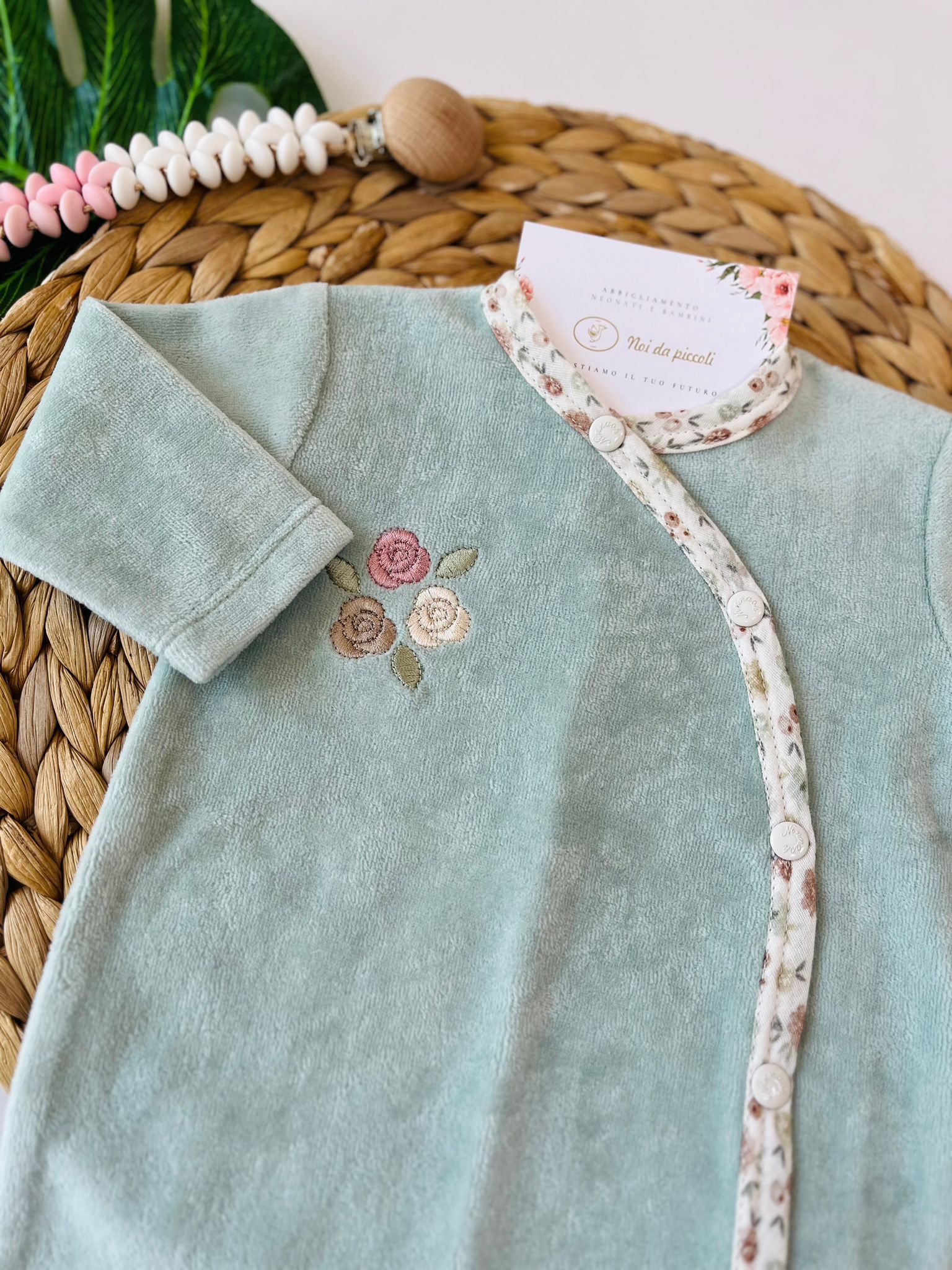 TUTINA IN CINIGLIA ANTIPANICO CON FIORELLINI VERDE - Noi da piccoli