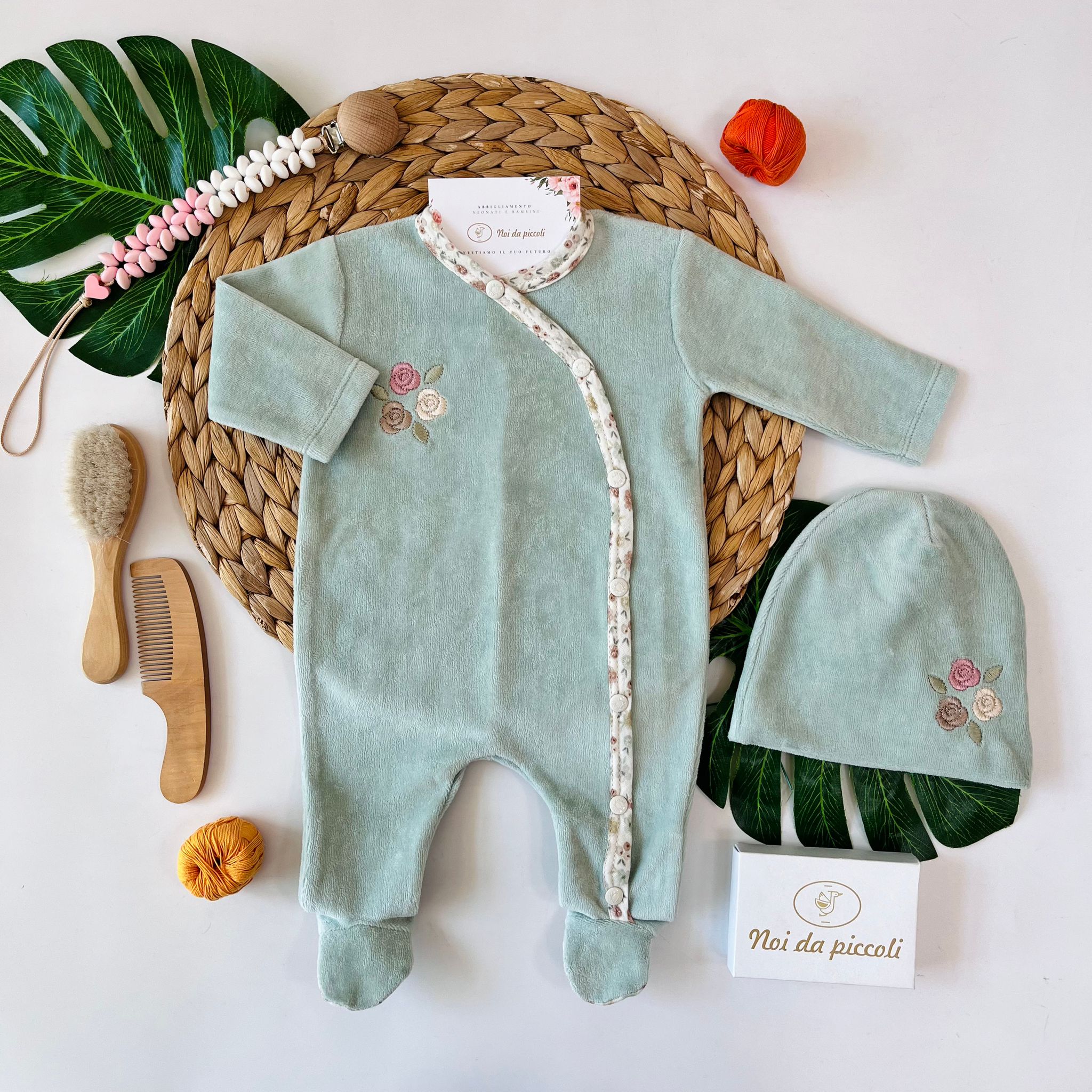 TUTINA IN CINIGLIA ANTIPANICO CON FIORELLINI VERDE - Noi da piccoli