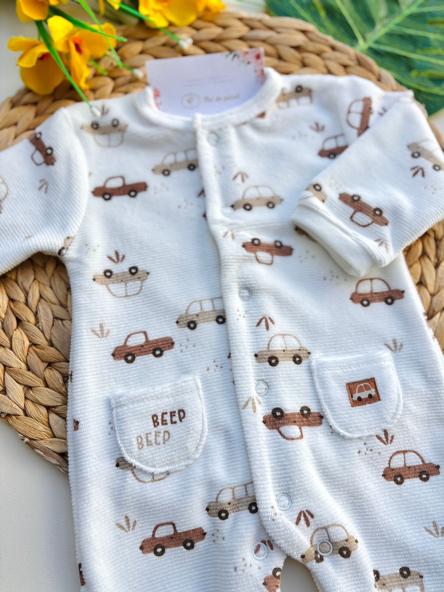 TUTINA IN CINIGLIA ANTIPANICO CON MACCHININE PANNA BEIGE - Noi da piccoli