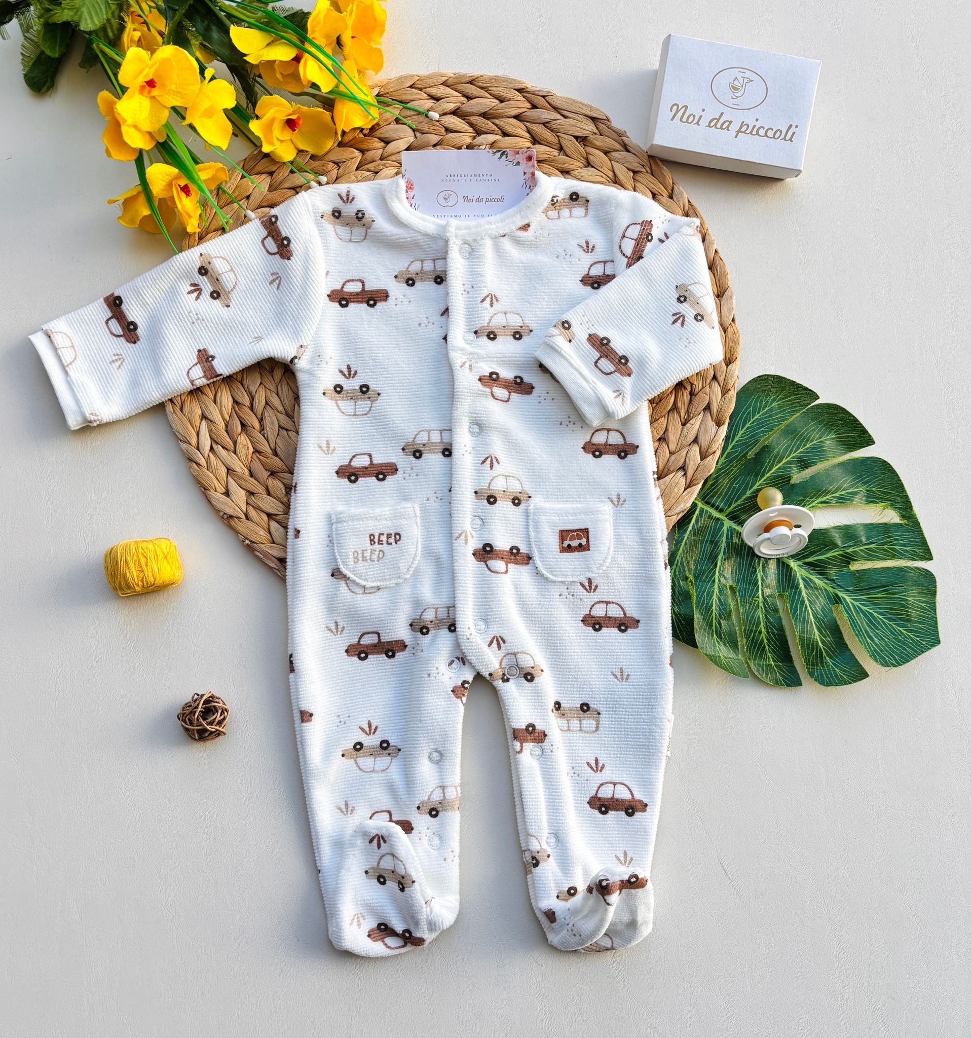 TUTINA IN CINIGLIA ANTIPANICO CON MACCHININE PANNA BEIGE - Noi da piccoli