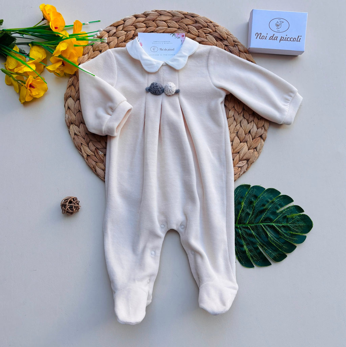 TUTINA IN CINIGLIA CERAMICA CON 3 FIORELLINI - Noi da piccoli