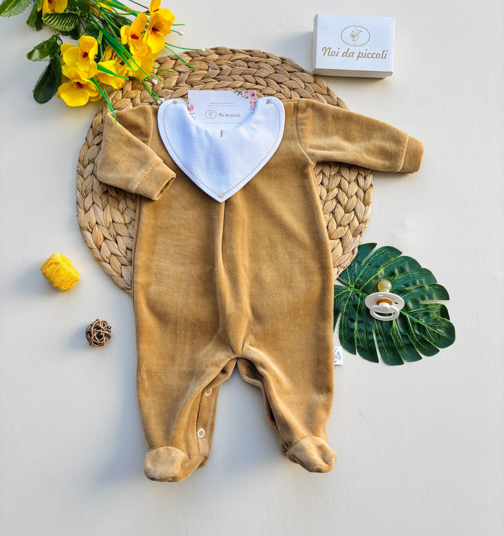 TUTINA IN CINIGLIA CON COLLETTO A CUORICINO BISCOTTO - Noi da piccoli