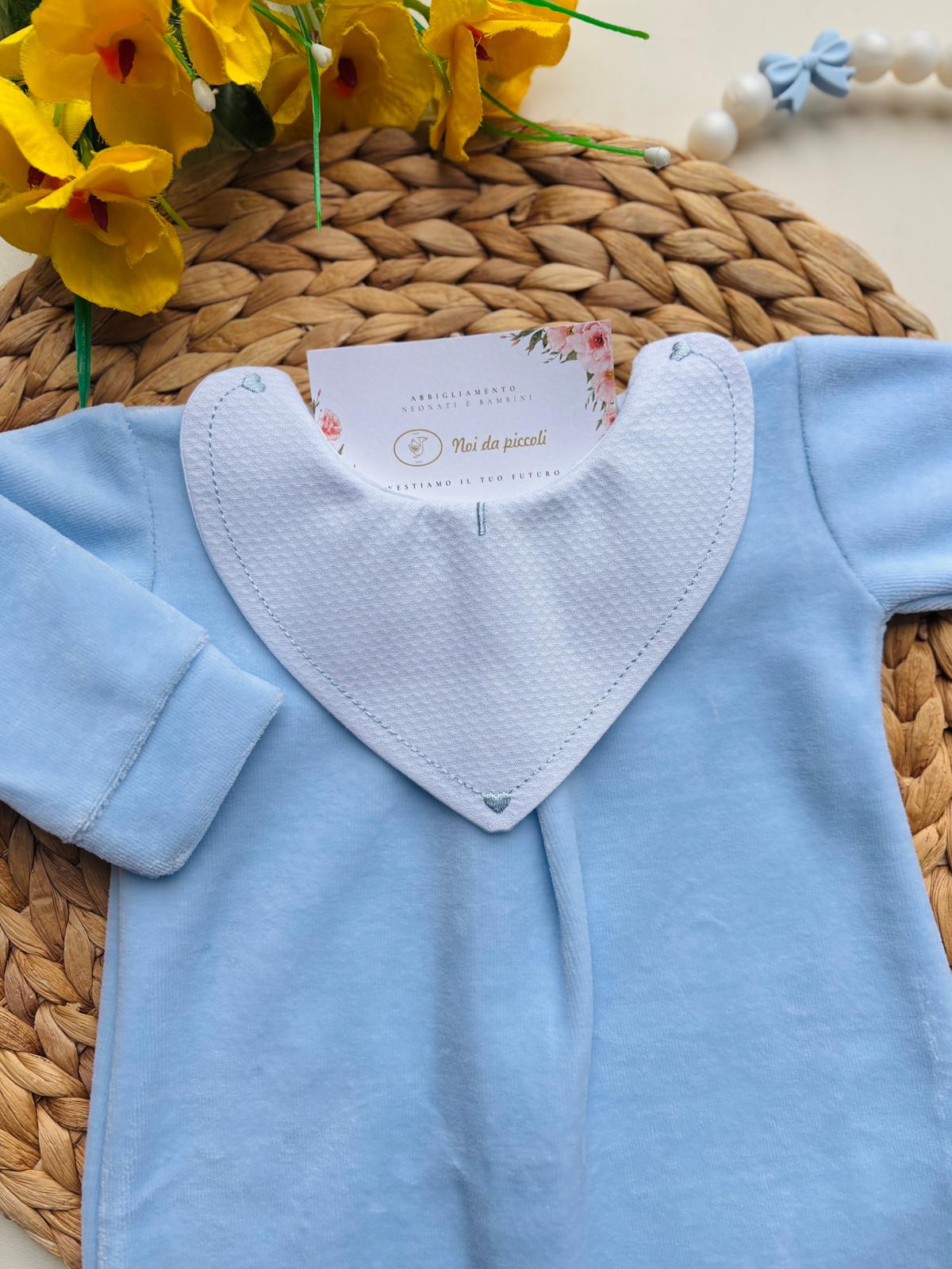 TUTINA IN CINIGLIA CON COLLETTO A CUORICINO CIELO - Noi da piccoli