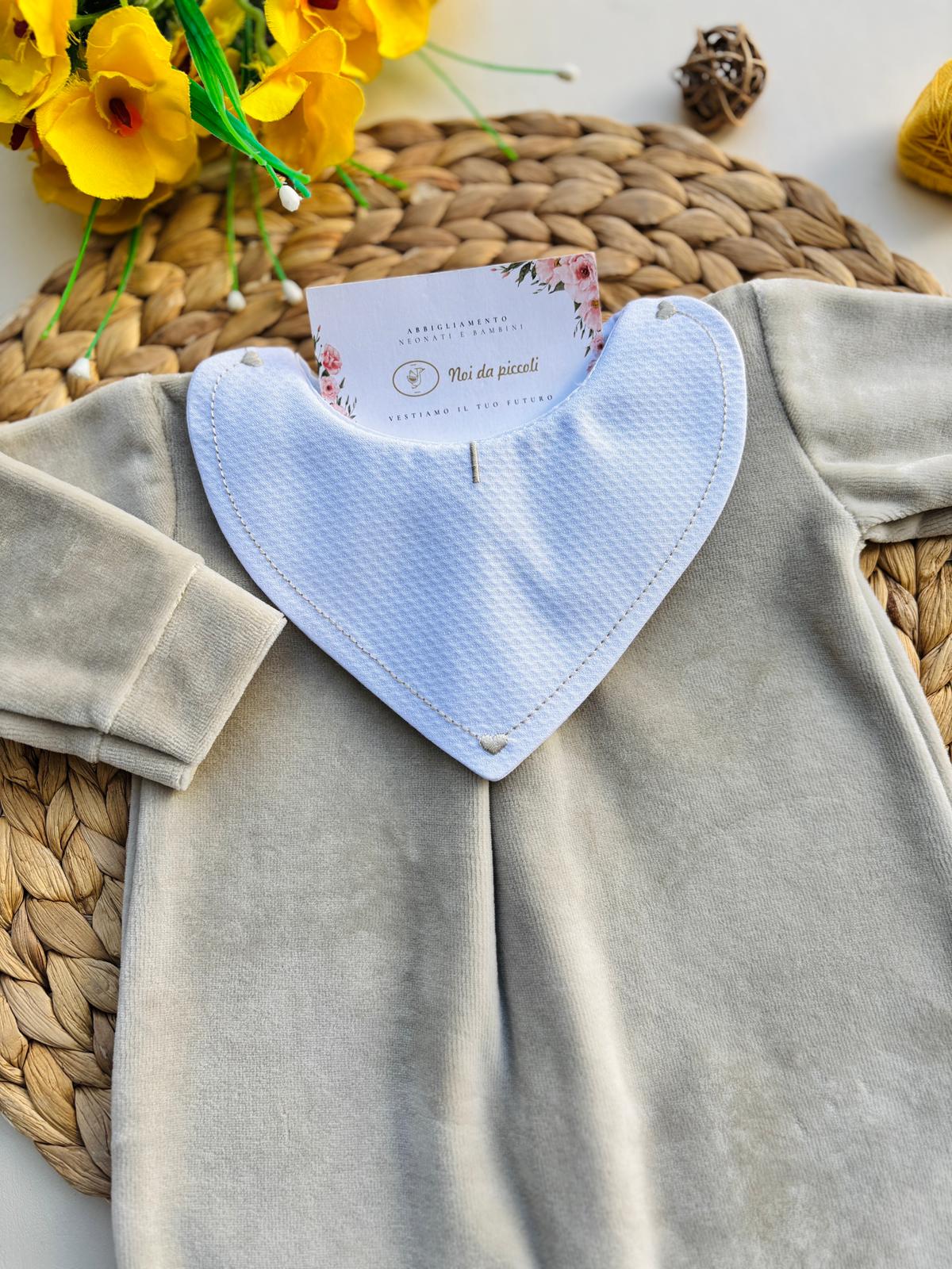 TUTINA IN CINIGLIA CON COLLETTO A CUORICINO TORTORA - Noi da piccoli