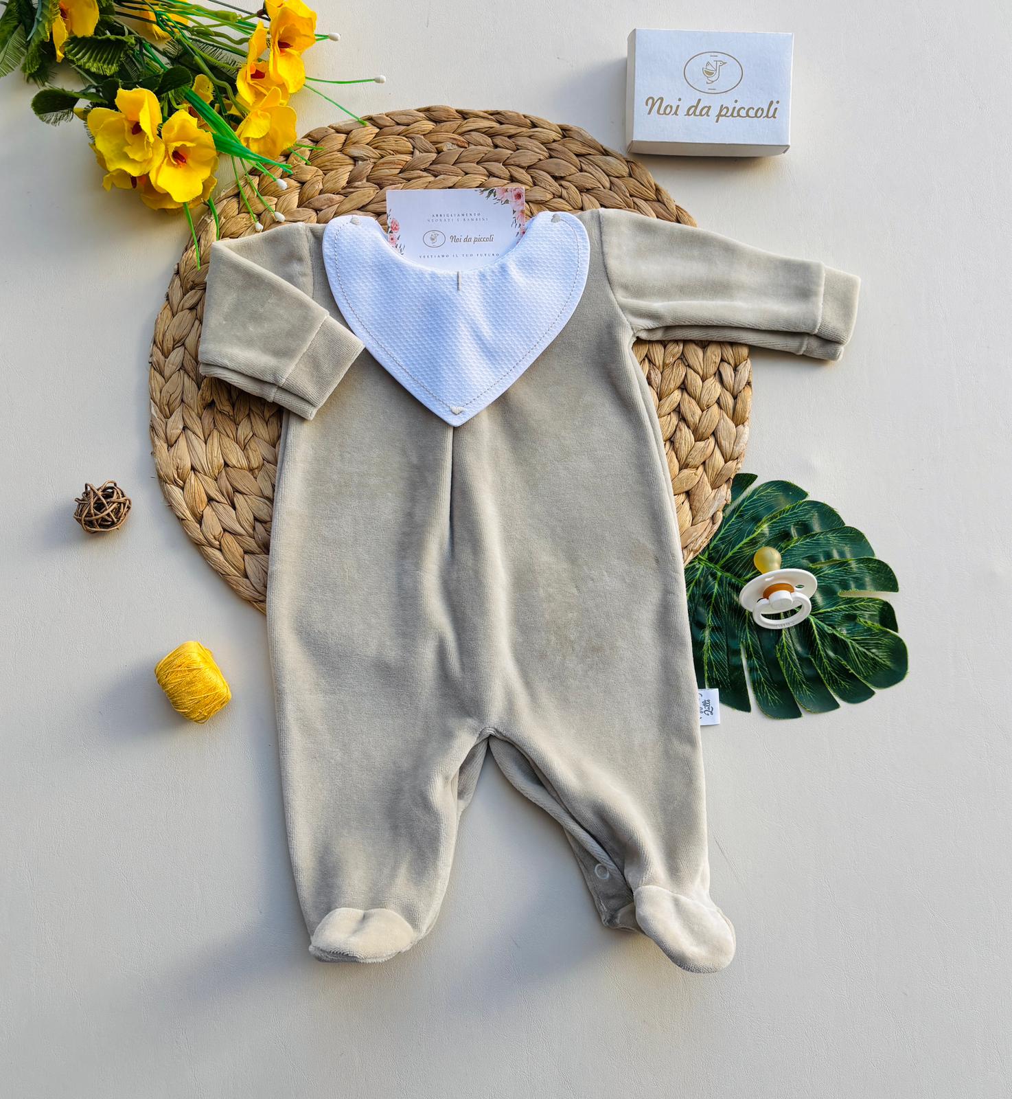 TUTINA IN CINIGLIA CON COLLETTO A CUORICINO TORTORA - Noi da piccoli