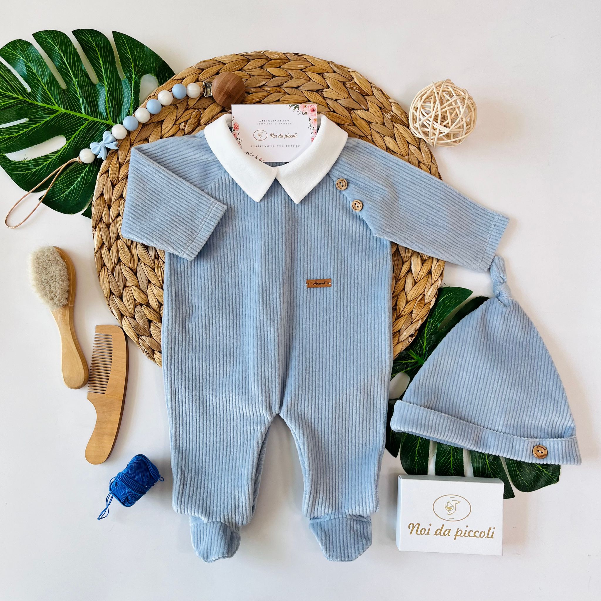 TUTINA IN CINIGLIA CON COLLETTO BIANCO CIELO - Noi da piccoli