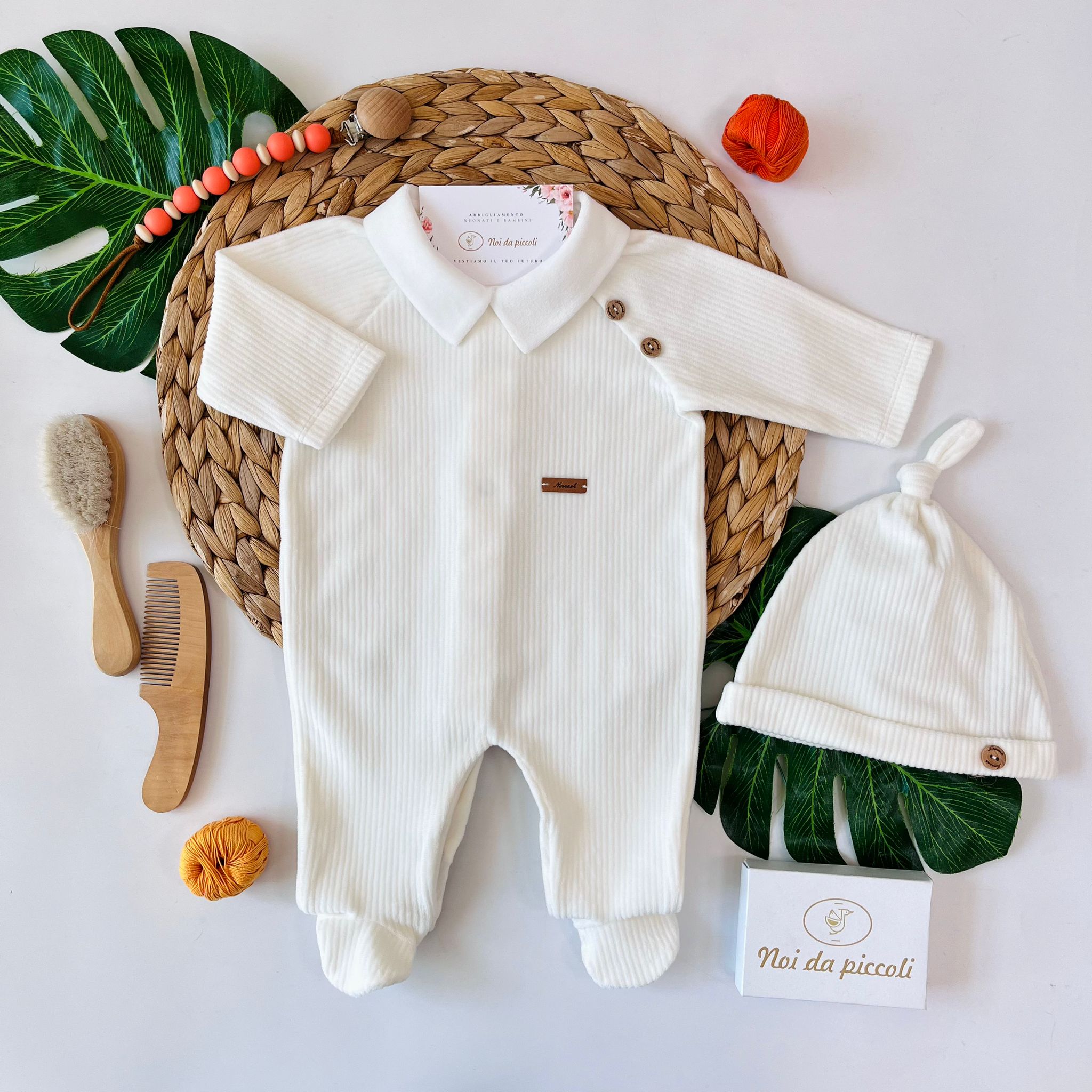 TUTINA IN CINIGLIA CON COLLETTO BIANCO PANNA - Noi da piccoli