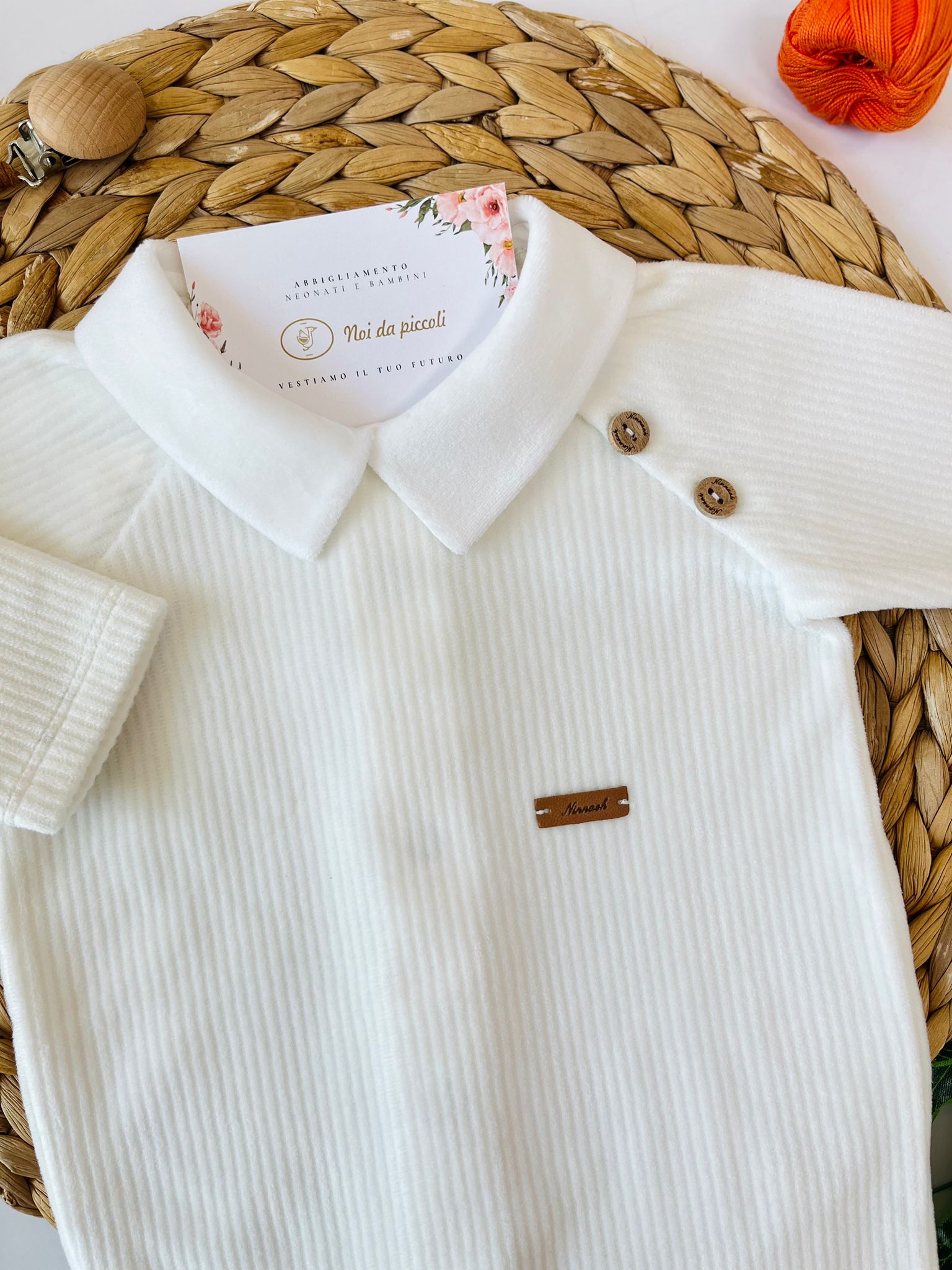 TUTINA IN CINIGLIA CON COLLETTO BIANCO PANNA - Noi da piccoli