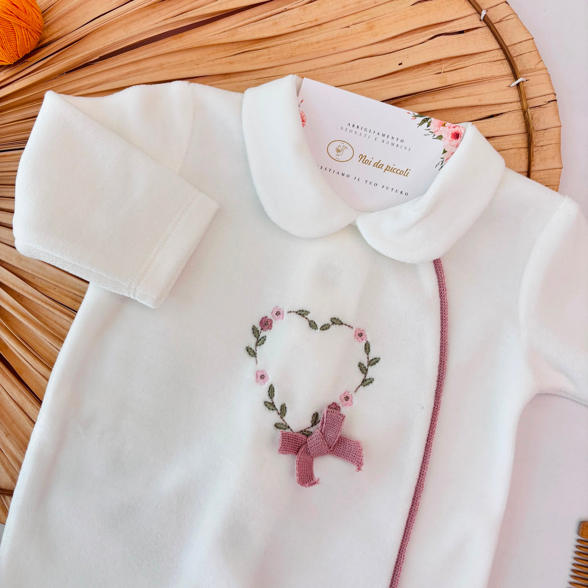 Tutina in Ciniglia con Cuore di Fiori Panna Ninnaoh - Noi da piccoli