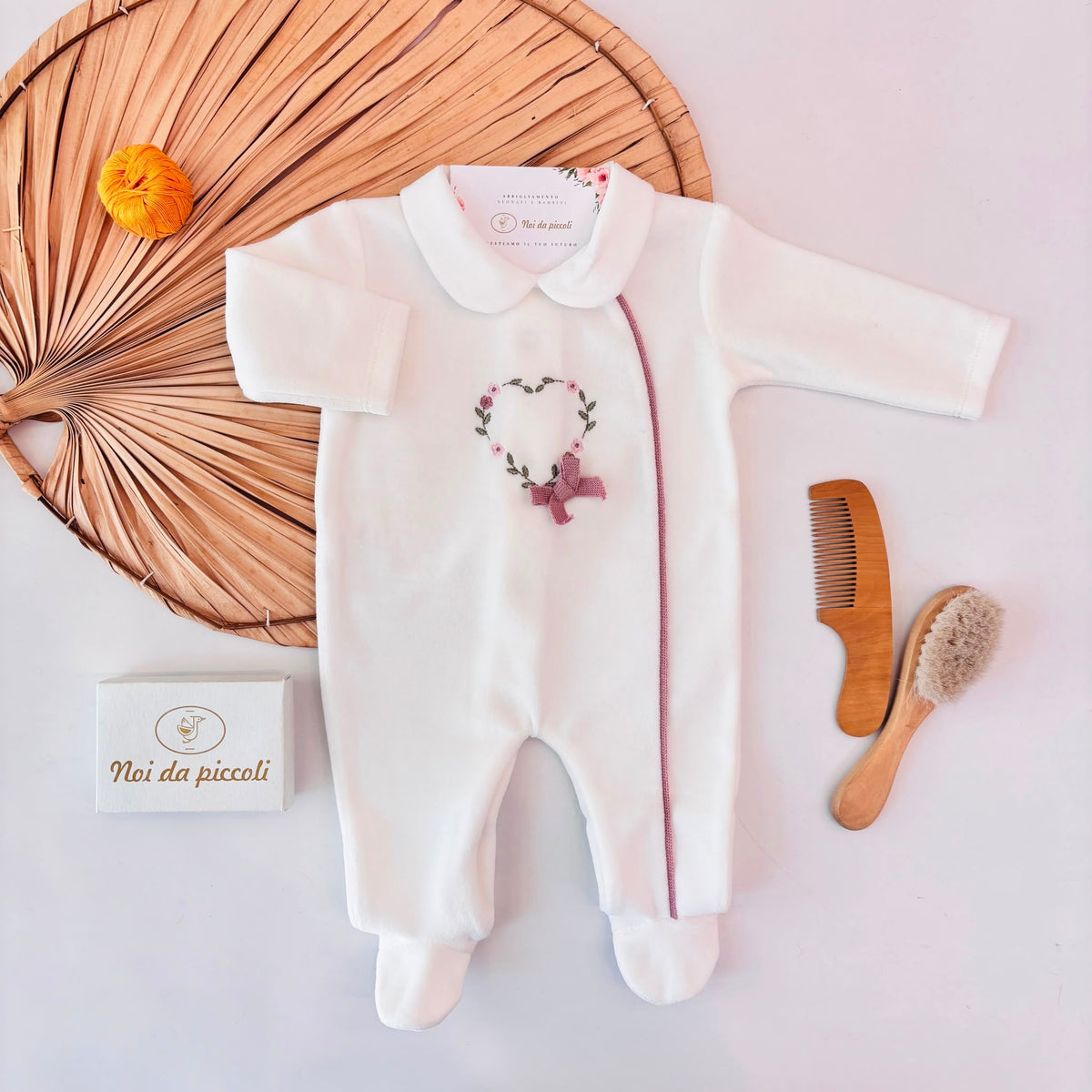 Tutina in Ciniglia con Cuore di Fiori Panna Ninnaoh - Noi da piccoli