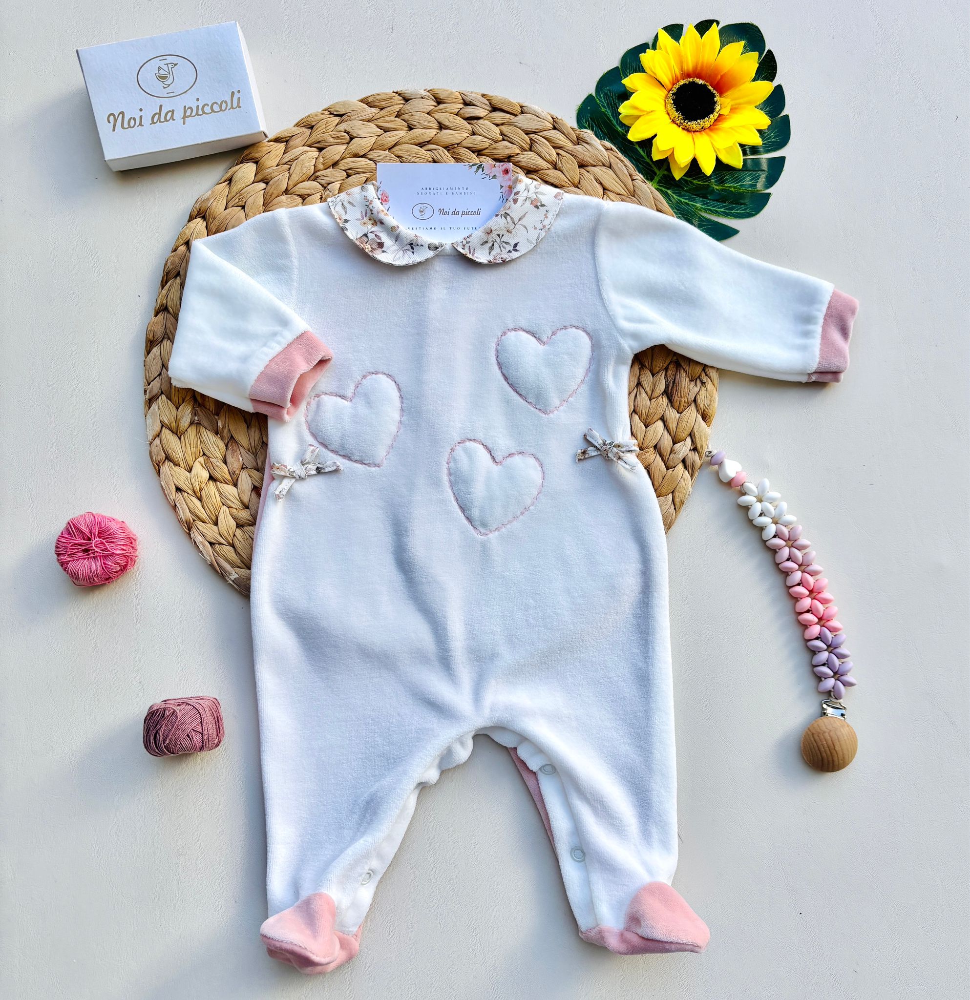 TUTINA IN CINIGLIA CON CUORICINI BIANCO ROSA - Noi da piccoli