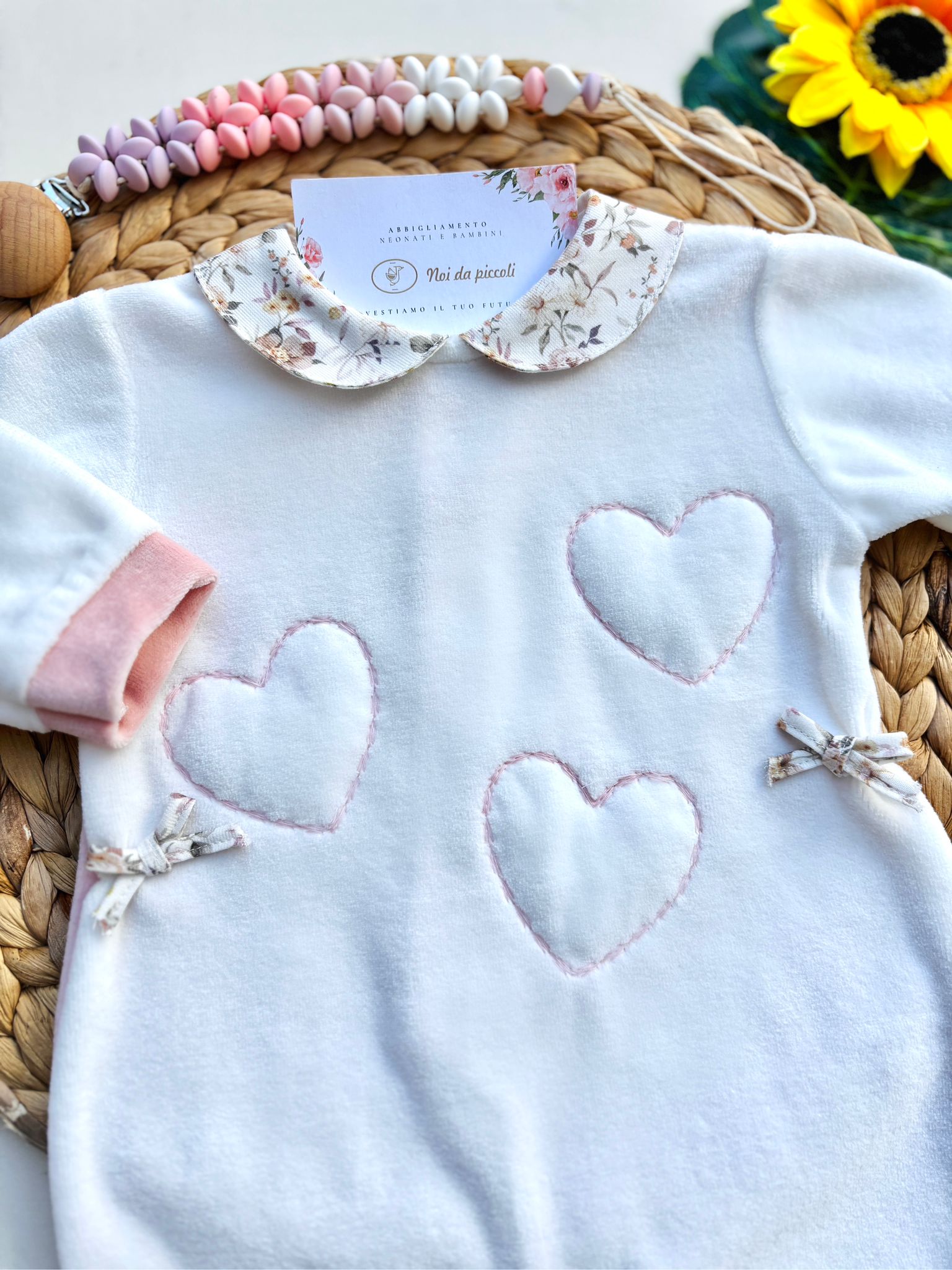 TUTINA IN CINIGLIA CON CUORICINI BIANCO ROSA - Noi da piccoli