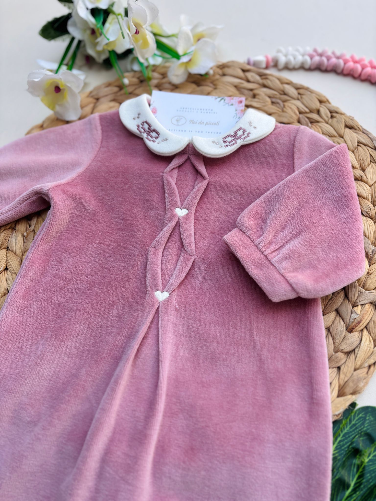 TUTINA IN CINIGLIA CON CUORICINI ROSA SCURO - Noi da piccoli