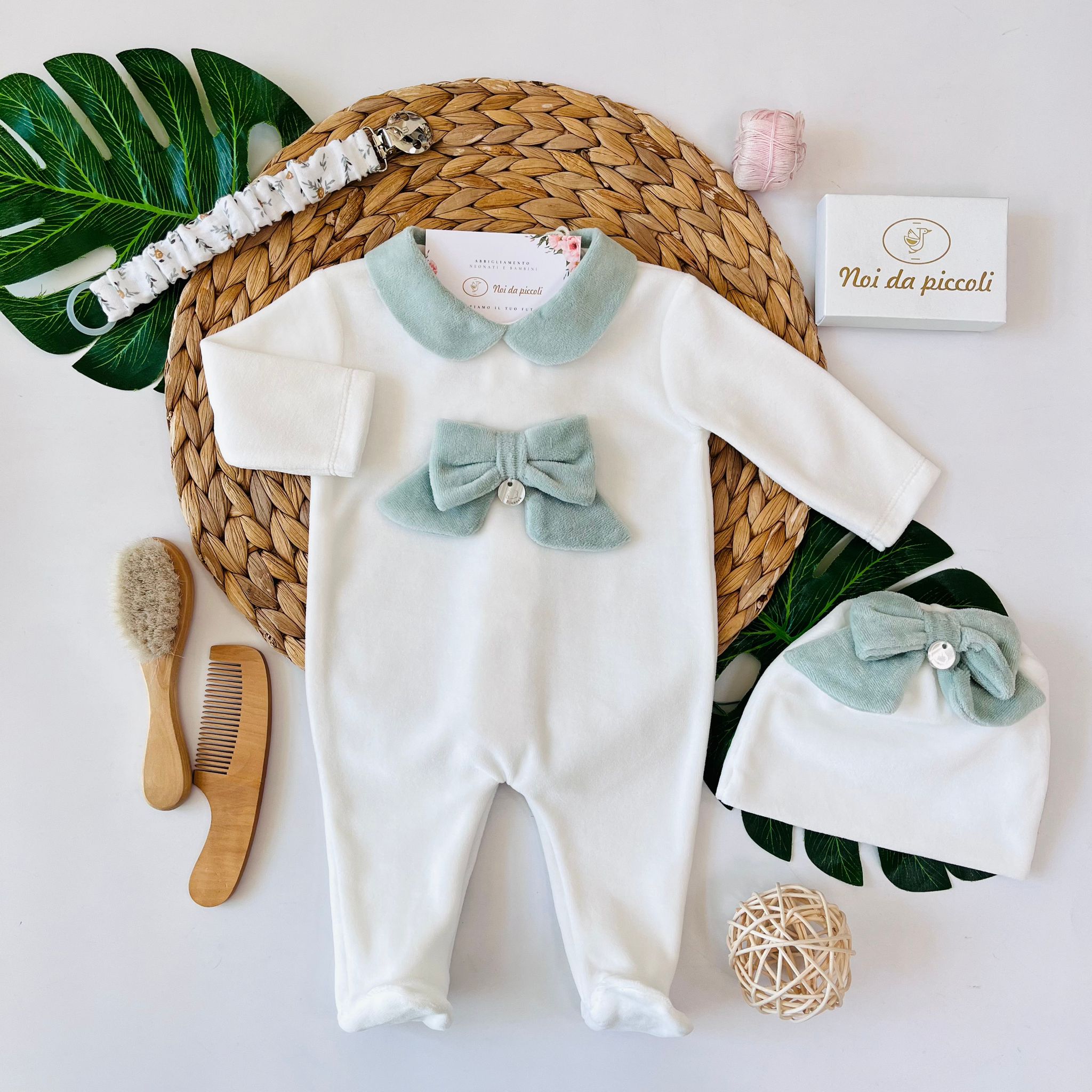 TUTINA IN CINIGLIA CON FIOCCHETTO PANNA VERDE - Noi da piccoli